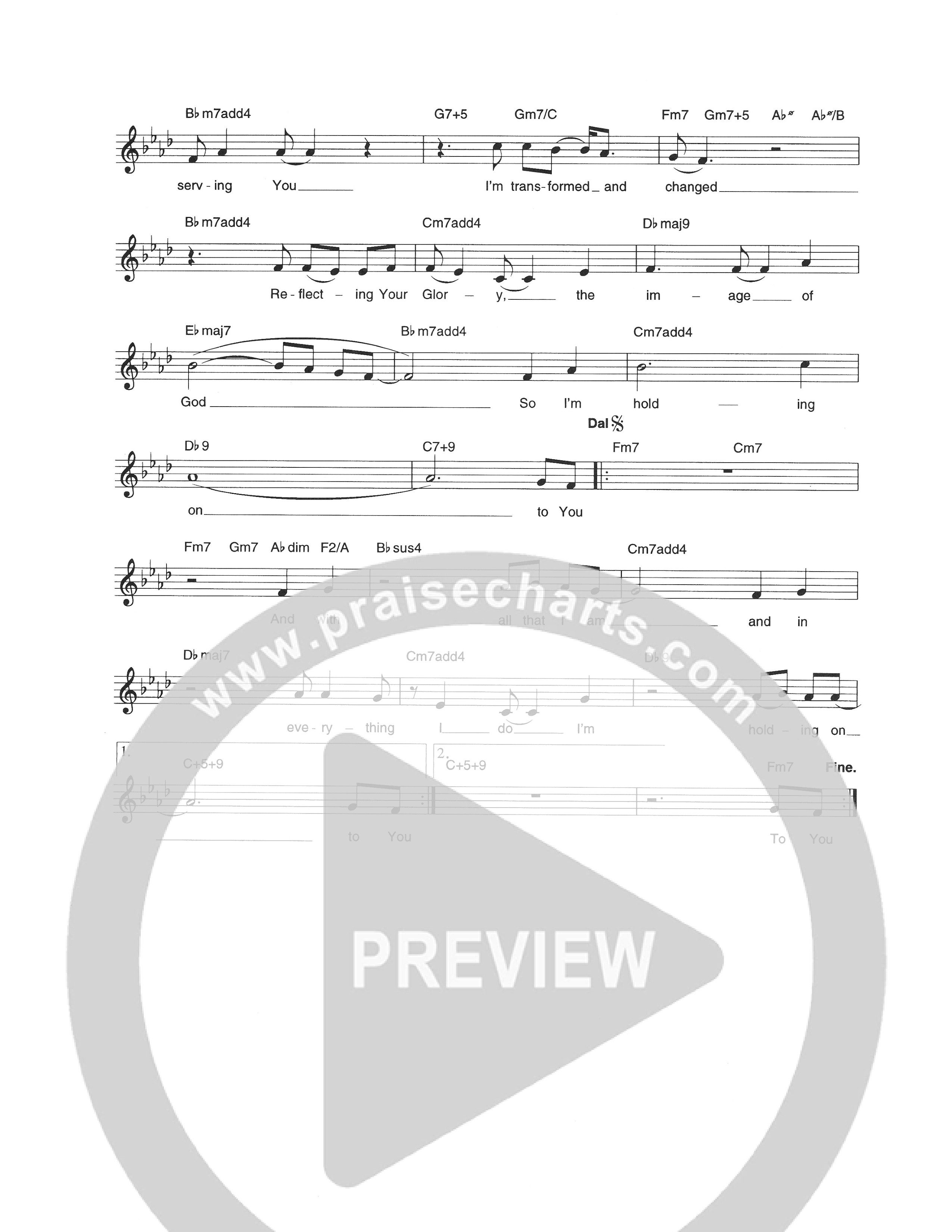 Holding On Lead Sheet Melody (Hillsong Worship)