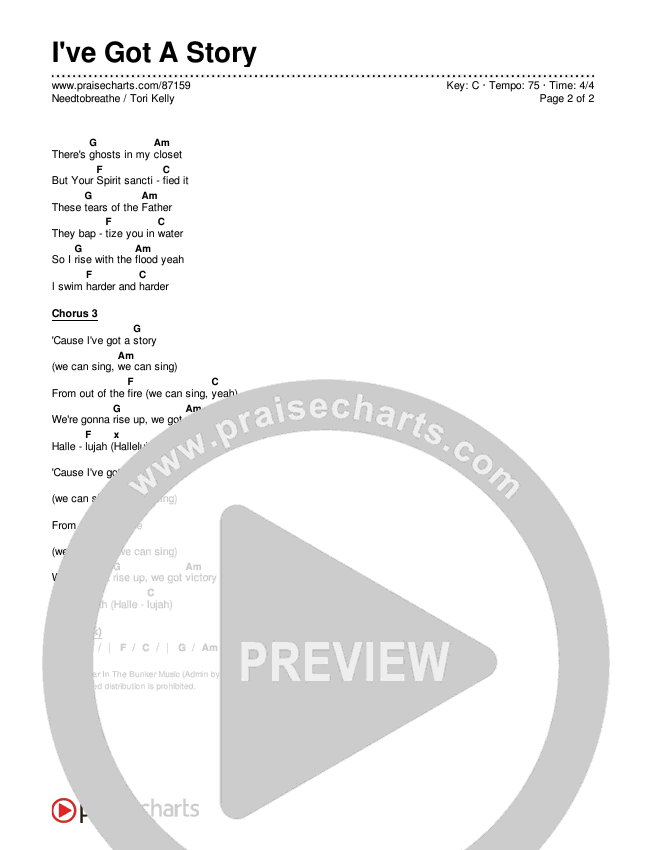 I've Got A Story Chords & Lyrics (Needtobreathe / Tori Kelly)