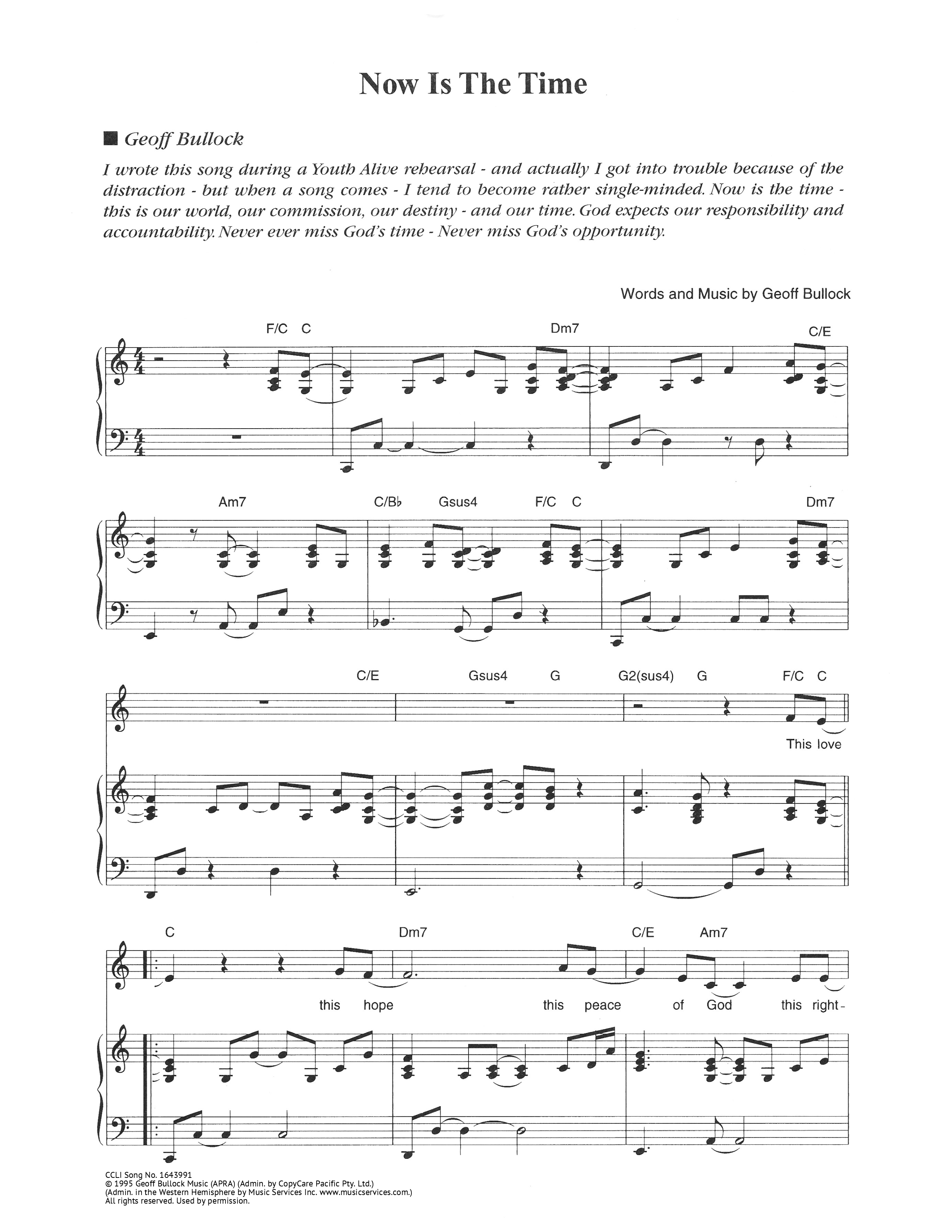 Now Is The Time Piano/Melody (Hillsong Worship)