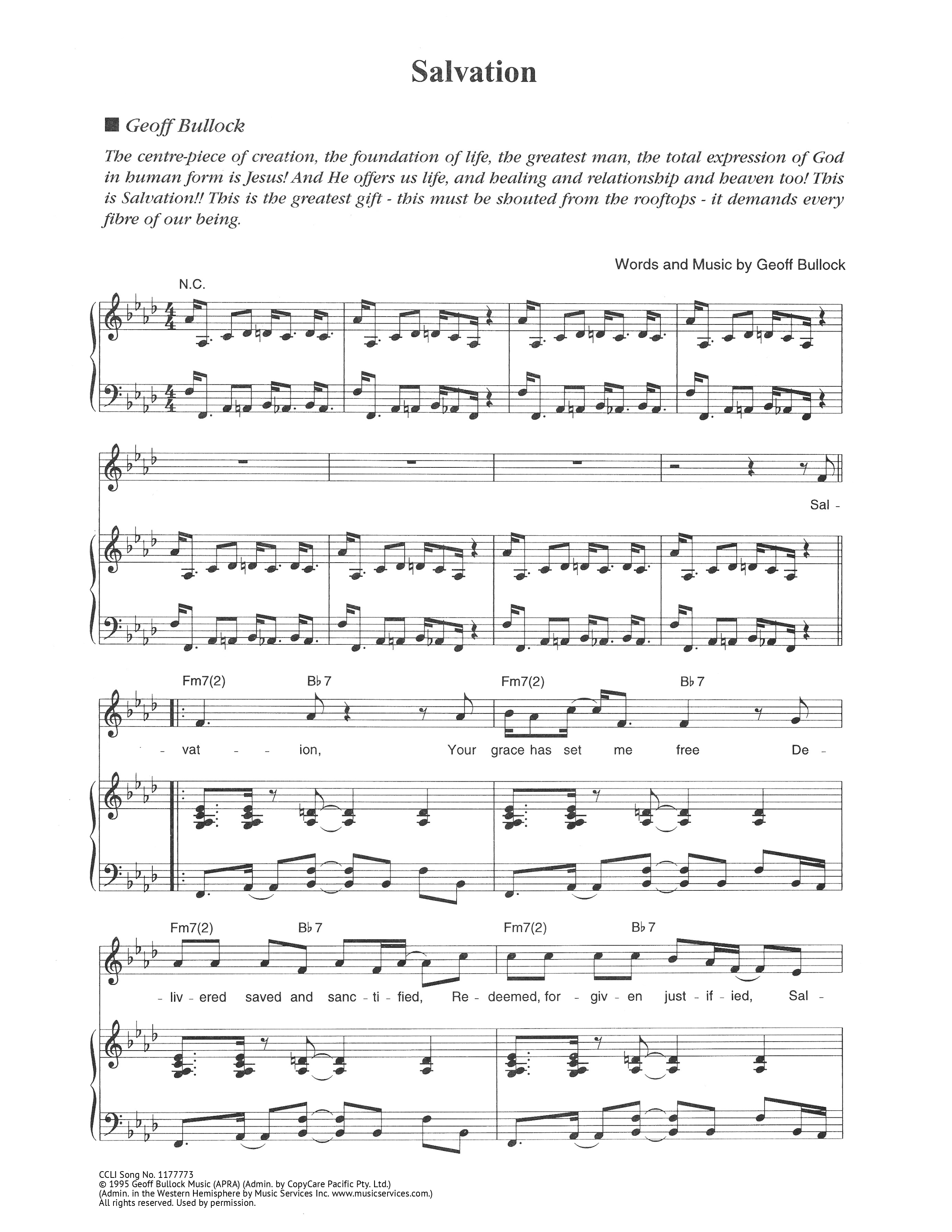 Salvation Piano/Melody (Hillsong Worship)