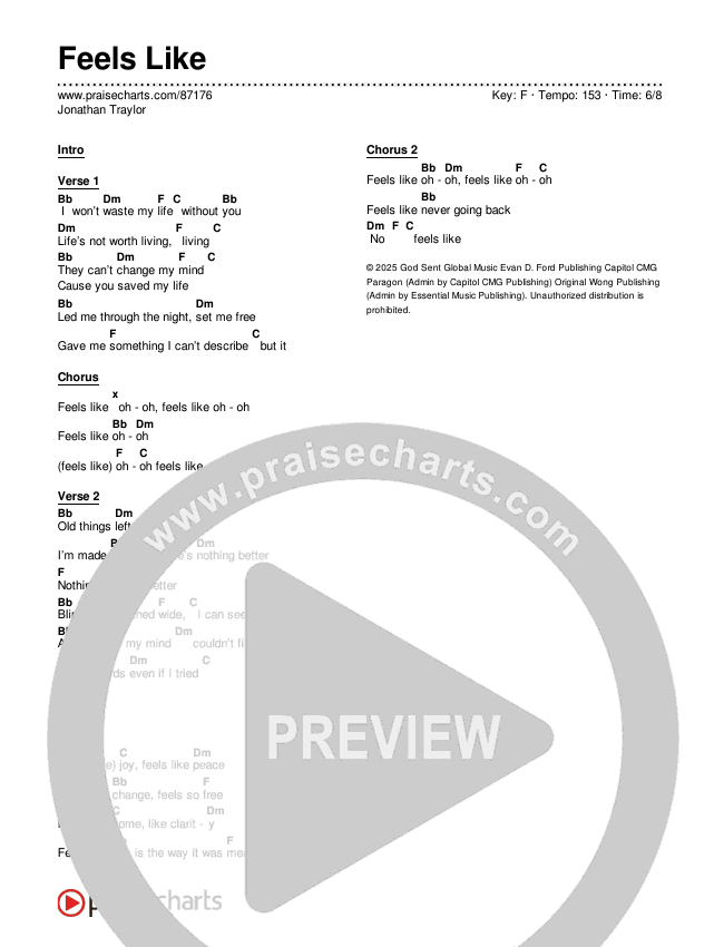 Feels Like Chords & Lyrics (Jonathan Traylor)