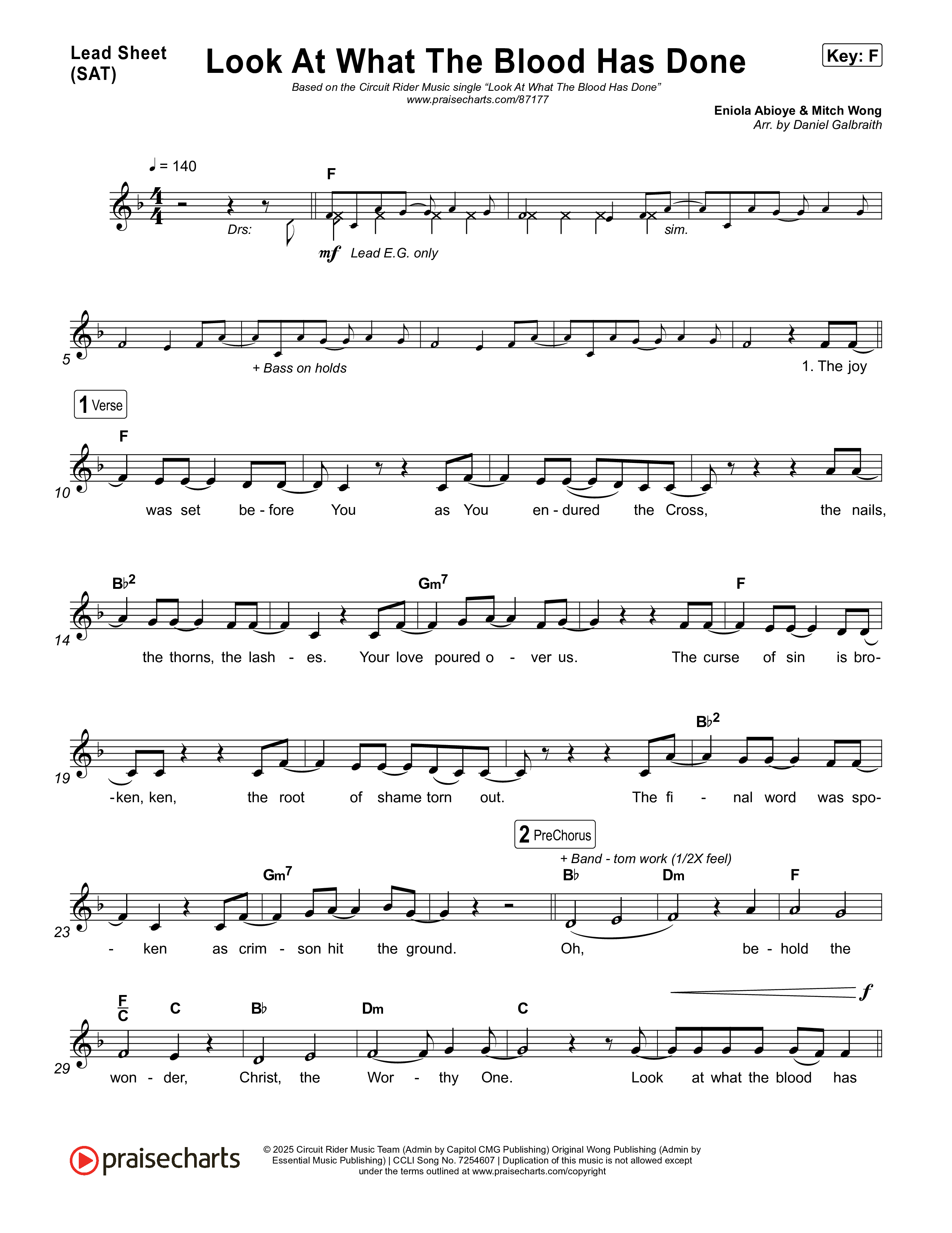 Look At What The Blood Has Done Lead Sheet (SAT) (Circuit Rider Music)