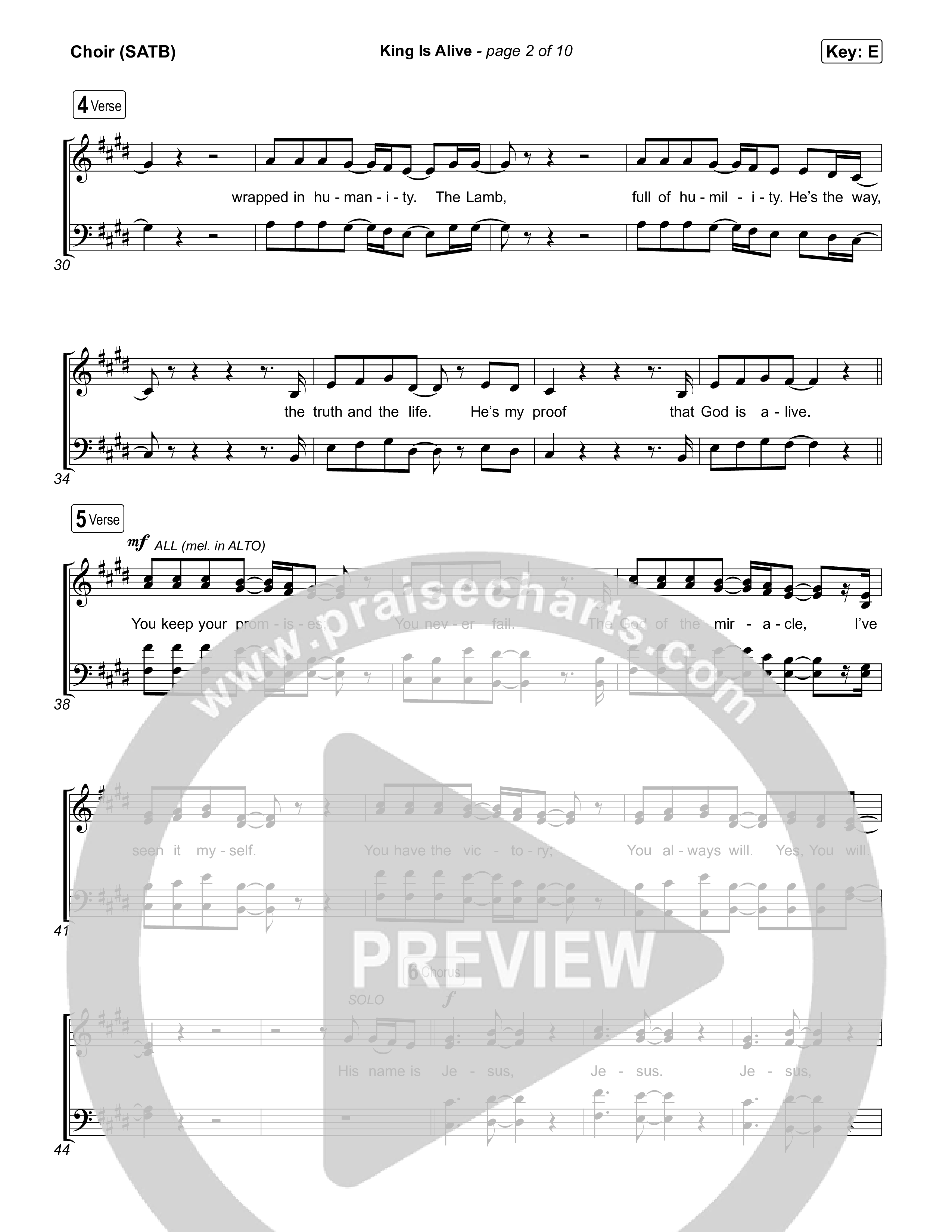 King Is Alive Choir Sheet (SATB) (Transformation Worship)