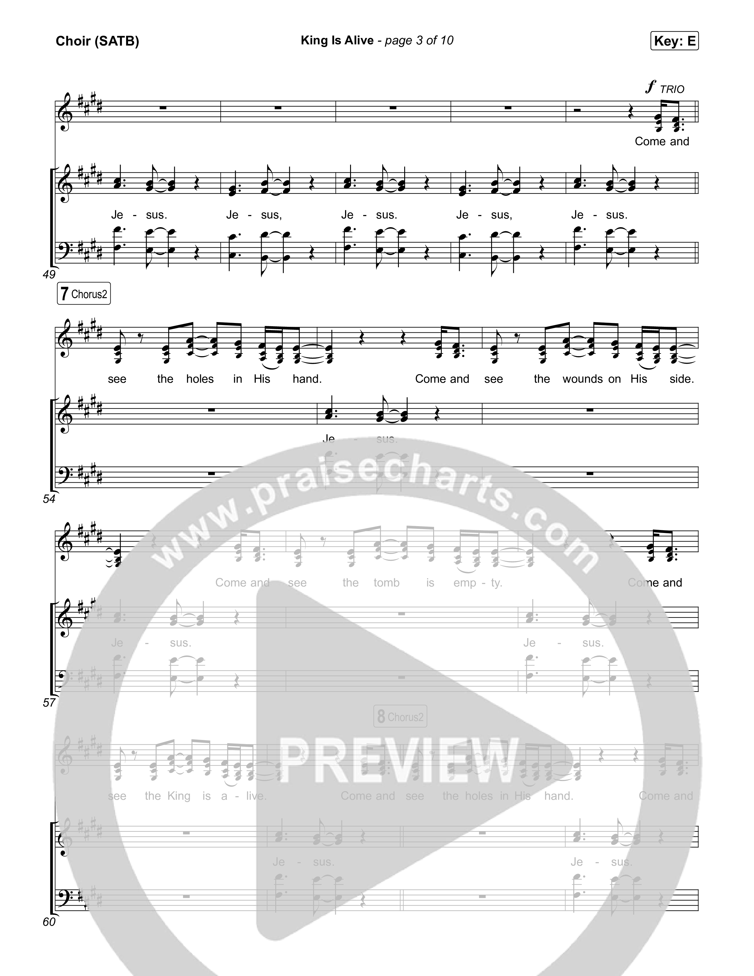 King Is Alive Choir Sheet (SATB) (Transformation Worship)