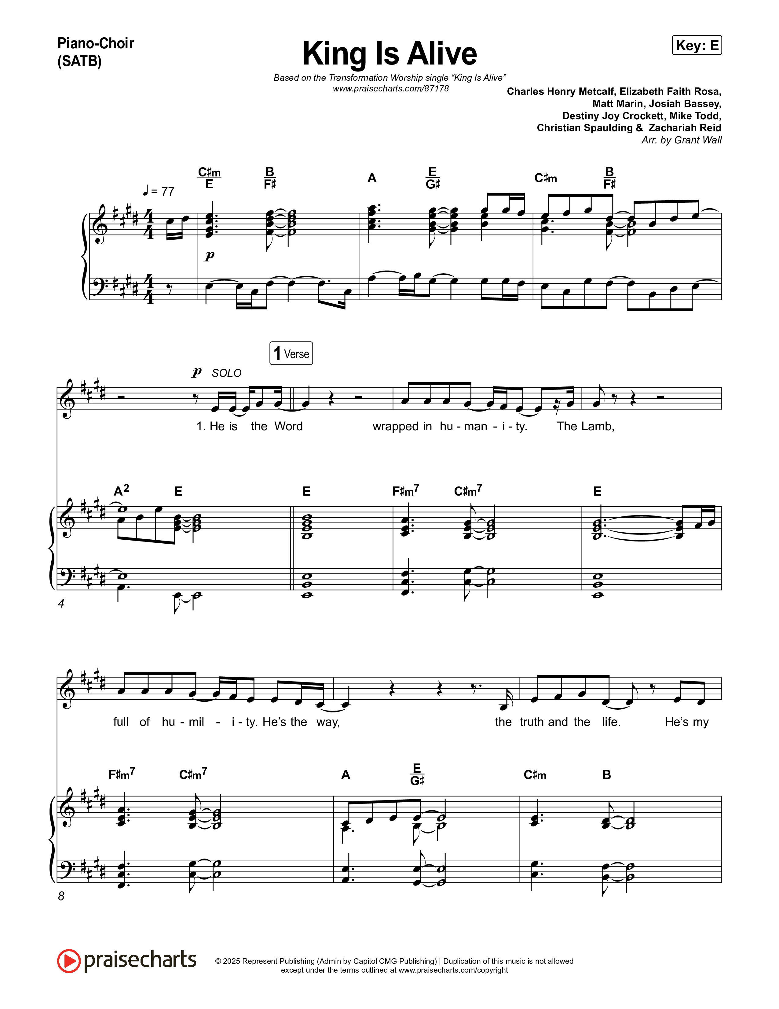 King Is Alive Piano/Vocal Pack (Transformation Worship)