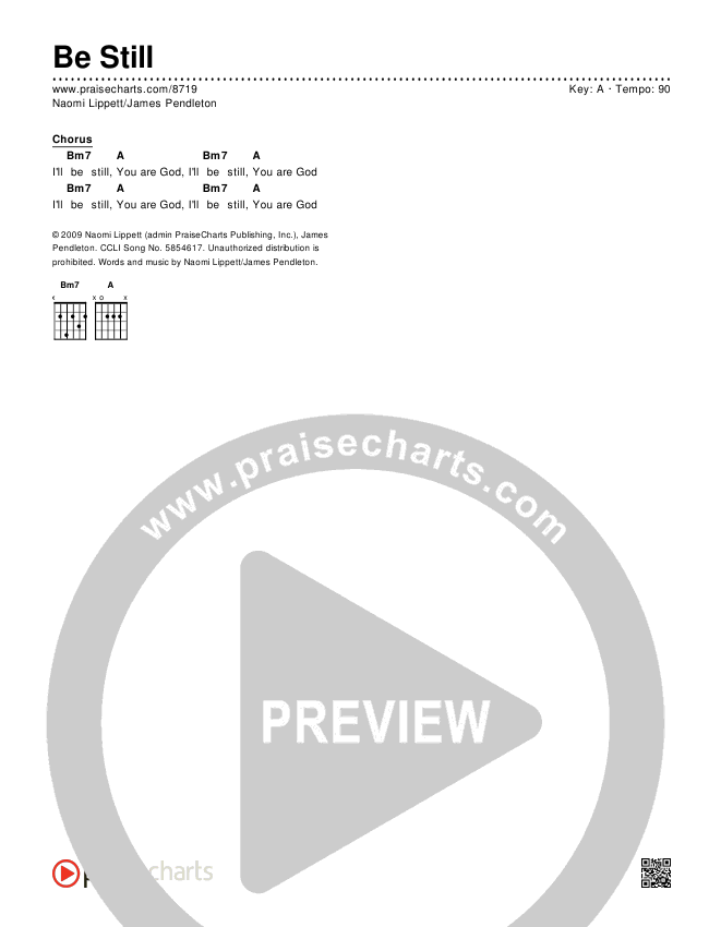Be Still Chords & Lyrics (Naomi Lippett / James Pendleton)
