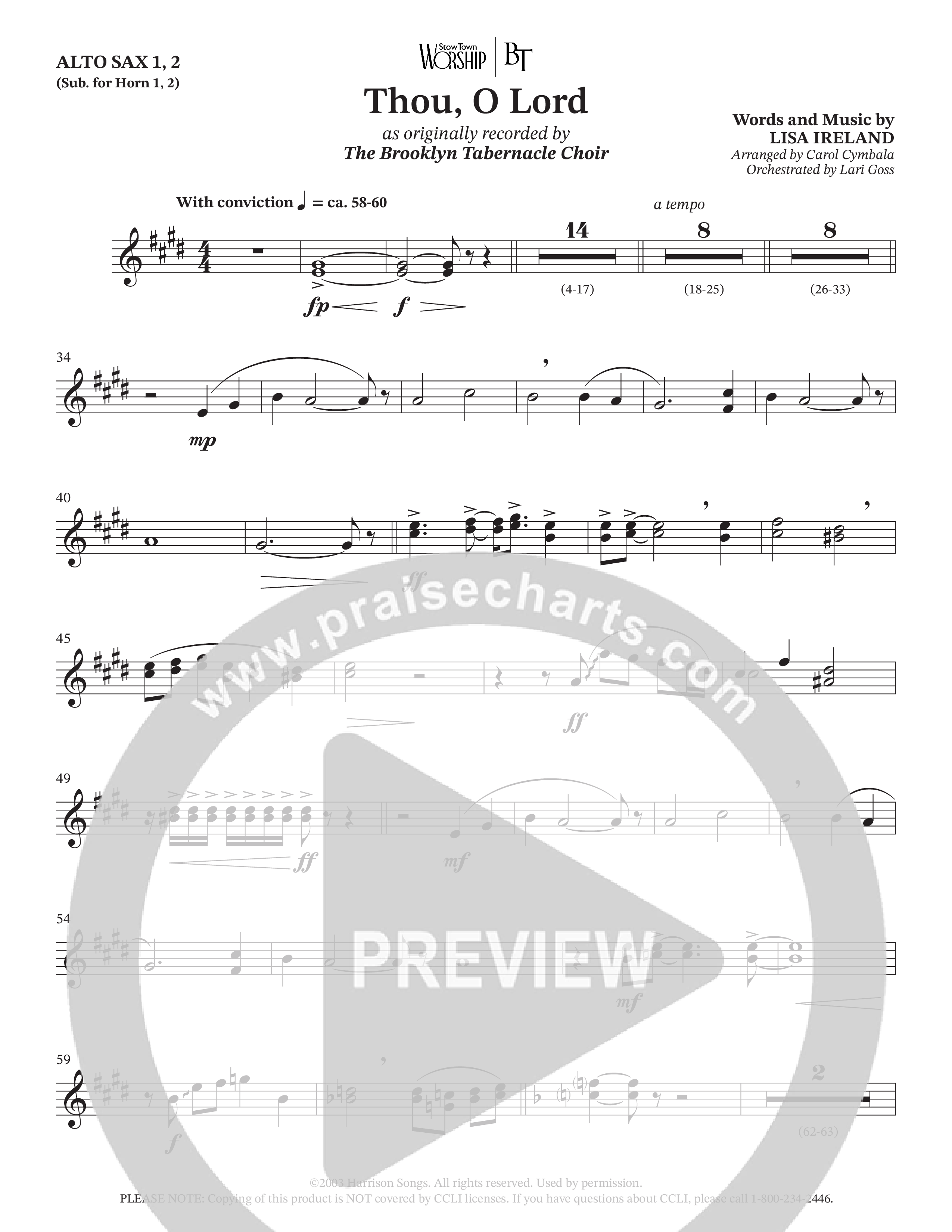 Thou O Lord (Choral Anthem SATB) Alto Sax (The Brooklyn Tabernacle Choir / Arr. Carol Cymbala / Orch. Lari Goss)