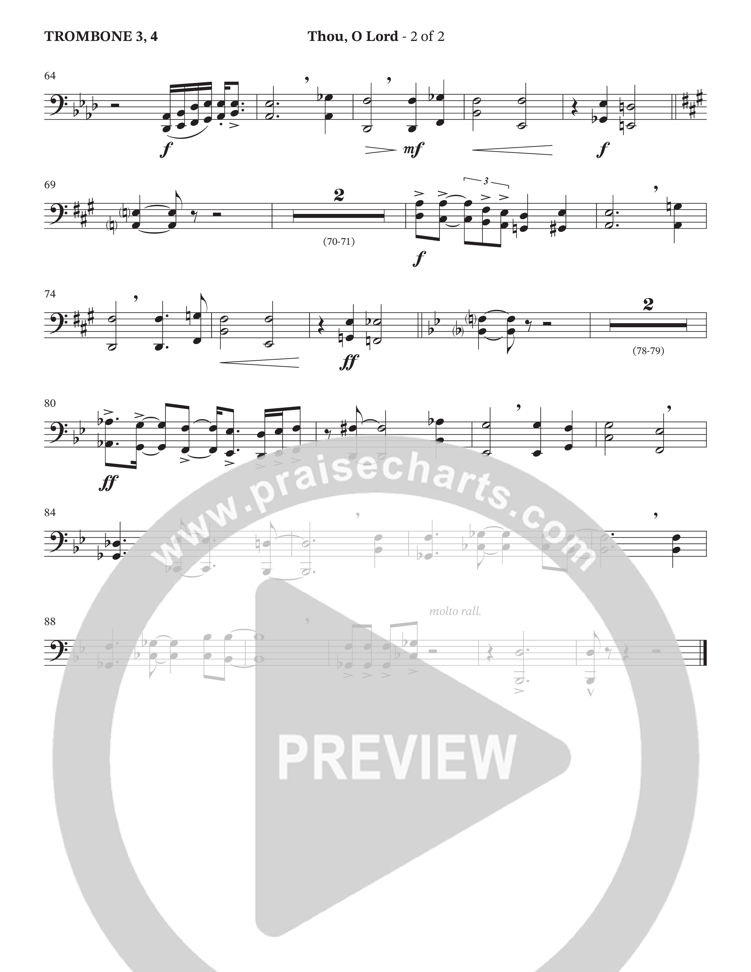 Thou O Lord (Choral Anthem SATB) Trombone 3/4 (The Brooklyn Tabernacle Choir / Arr. Carol Cymbala / Orch. Lari Goss)