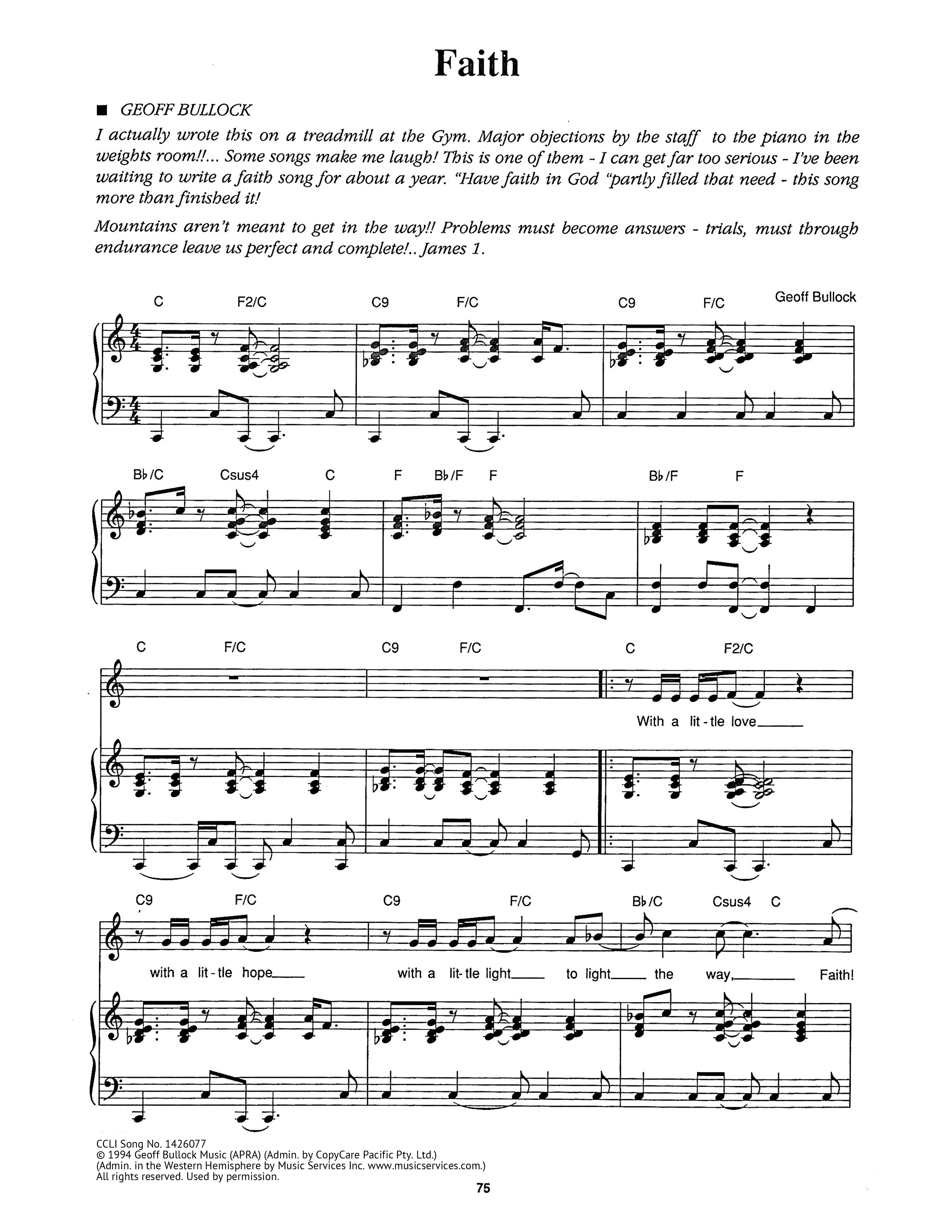 Faith Piano/Melody (Hillsong Worship)