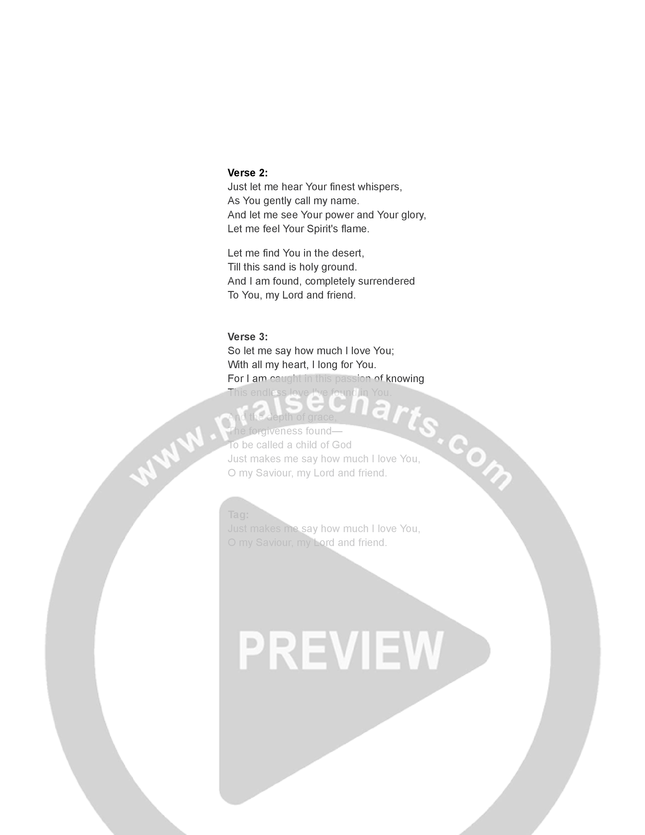 Just Let Me Say Lead Sheet Melody (Hillsong Worship)