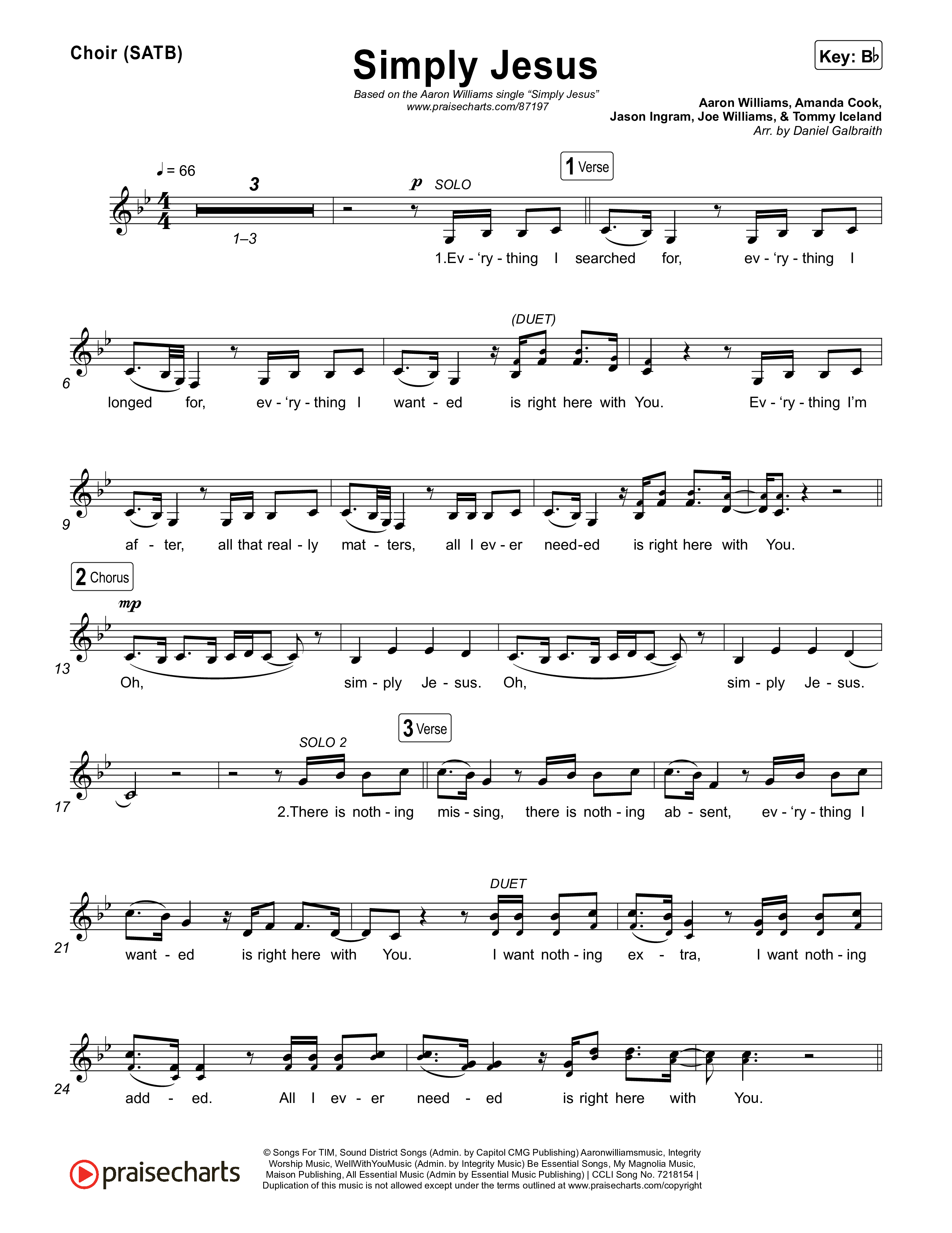Simply Jesus Choir Sheet (SATB) (Aaron Williams)