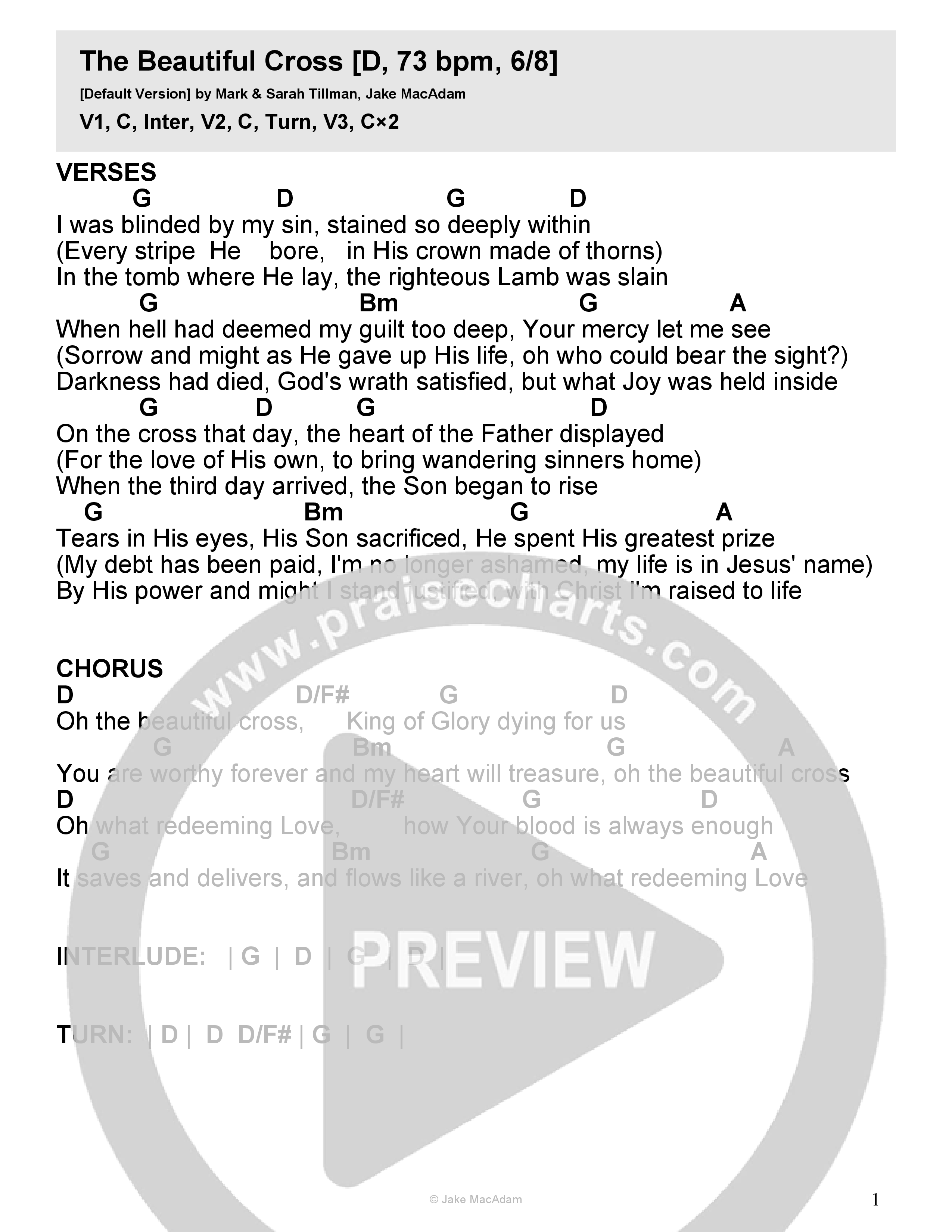 The Beautiful Cross Chord Chart (Mark & Sarah Tillman)
