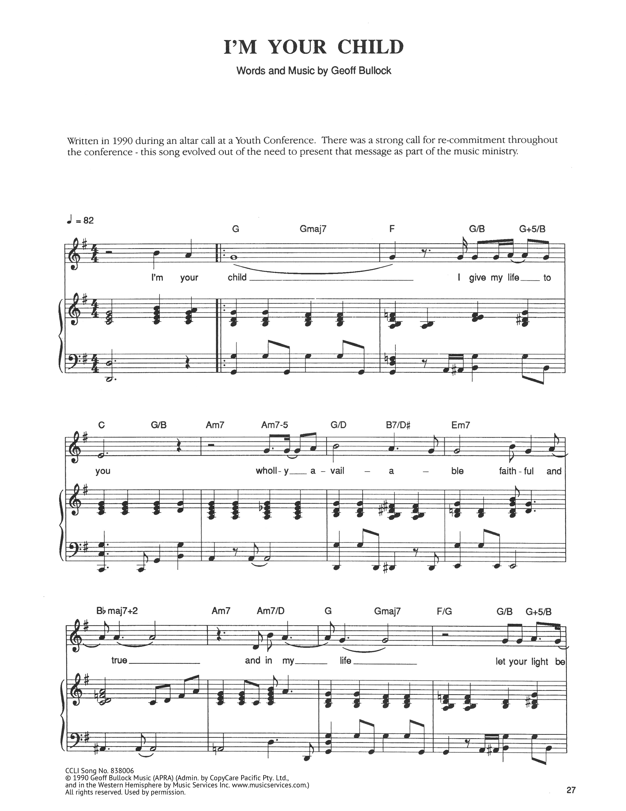 I'm Your Child Piano/Melody (Hillsong Worship)