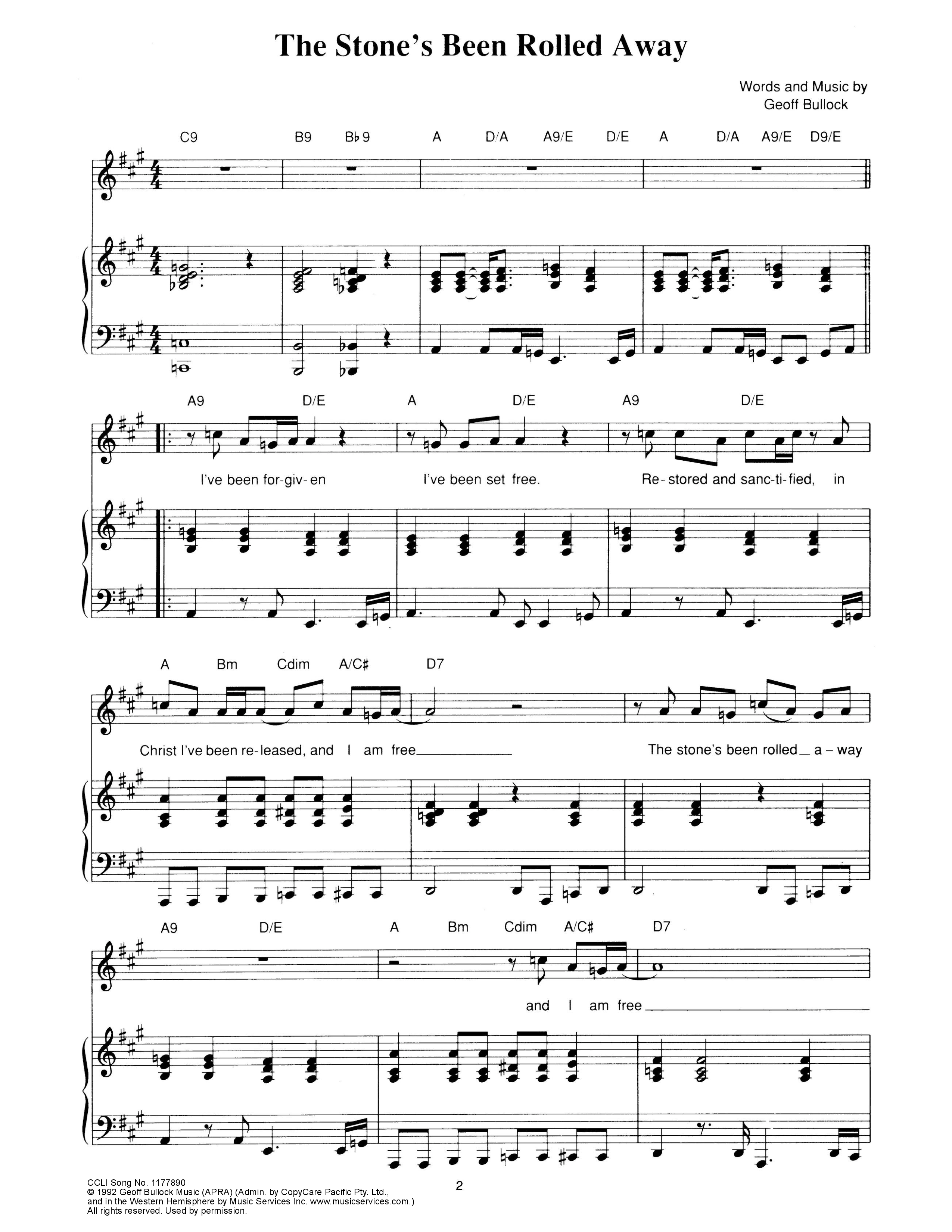 The Stone's Been Rolled Away Piano/Melody (Hillsong Worship)