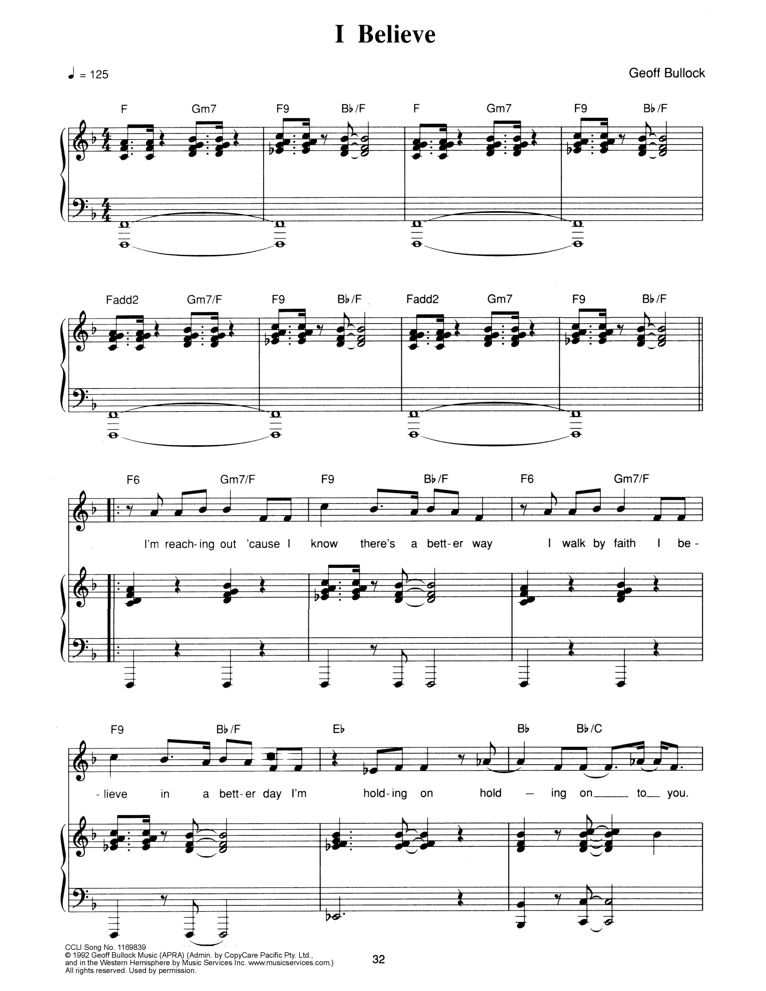 I Believe Piano/Melody (Hillsong Worship)