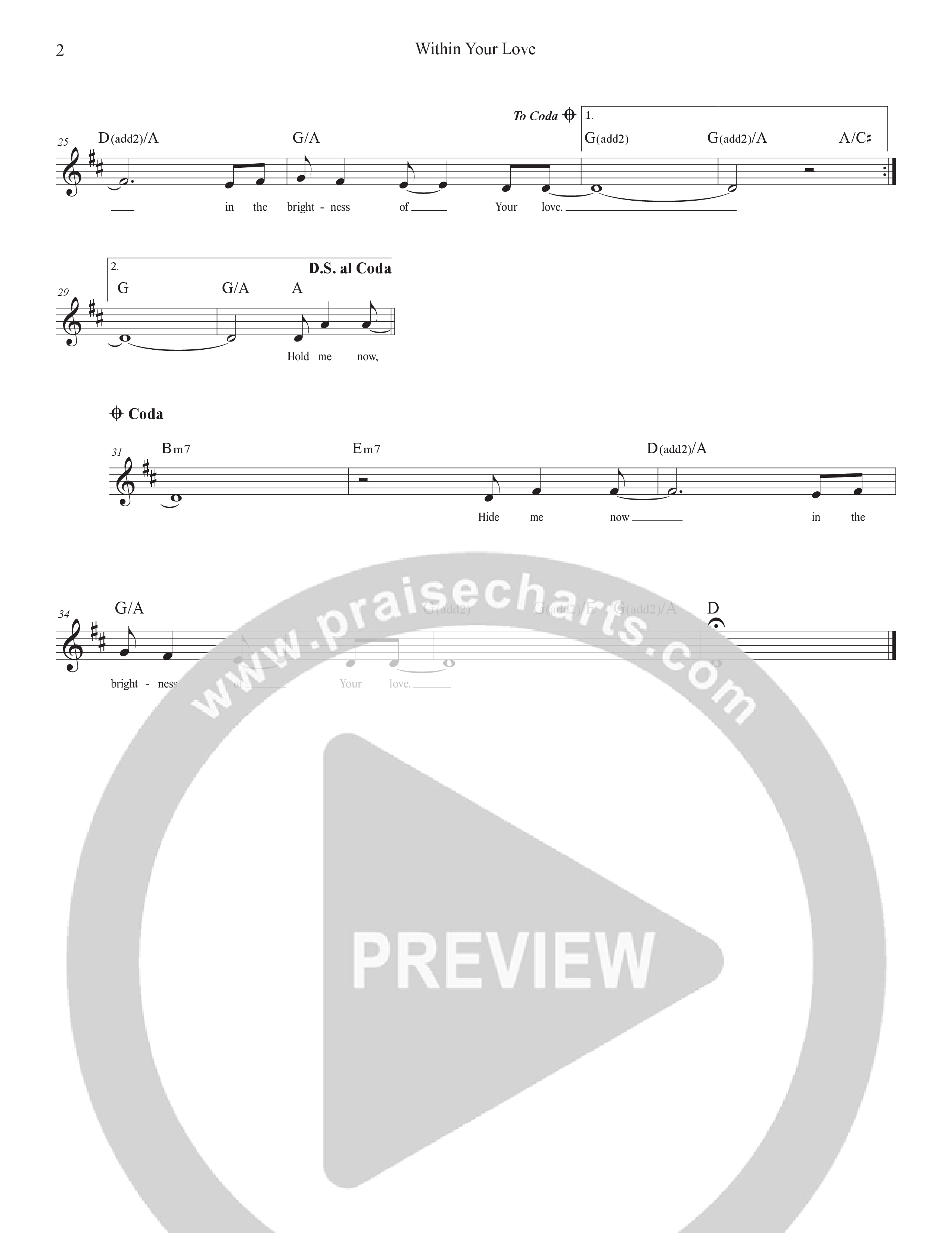 Within Your Love Lead Sheet Melody (Hillsong Worship)