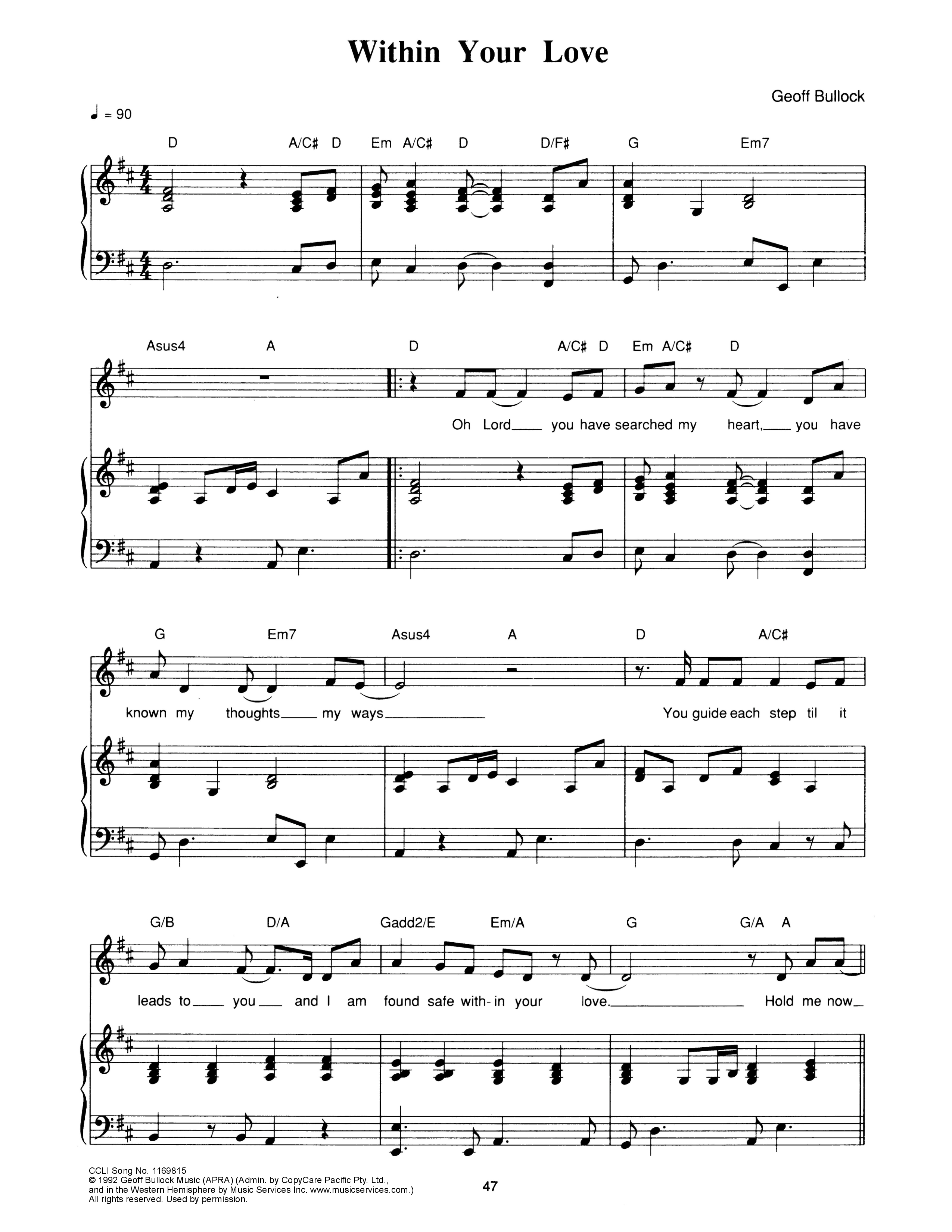 Within Your Love Piano/Melody (Hillsong Worship)