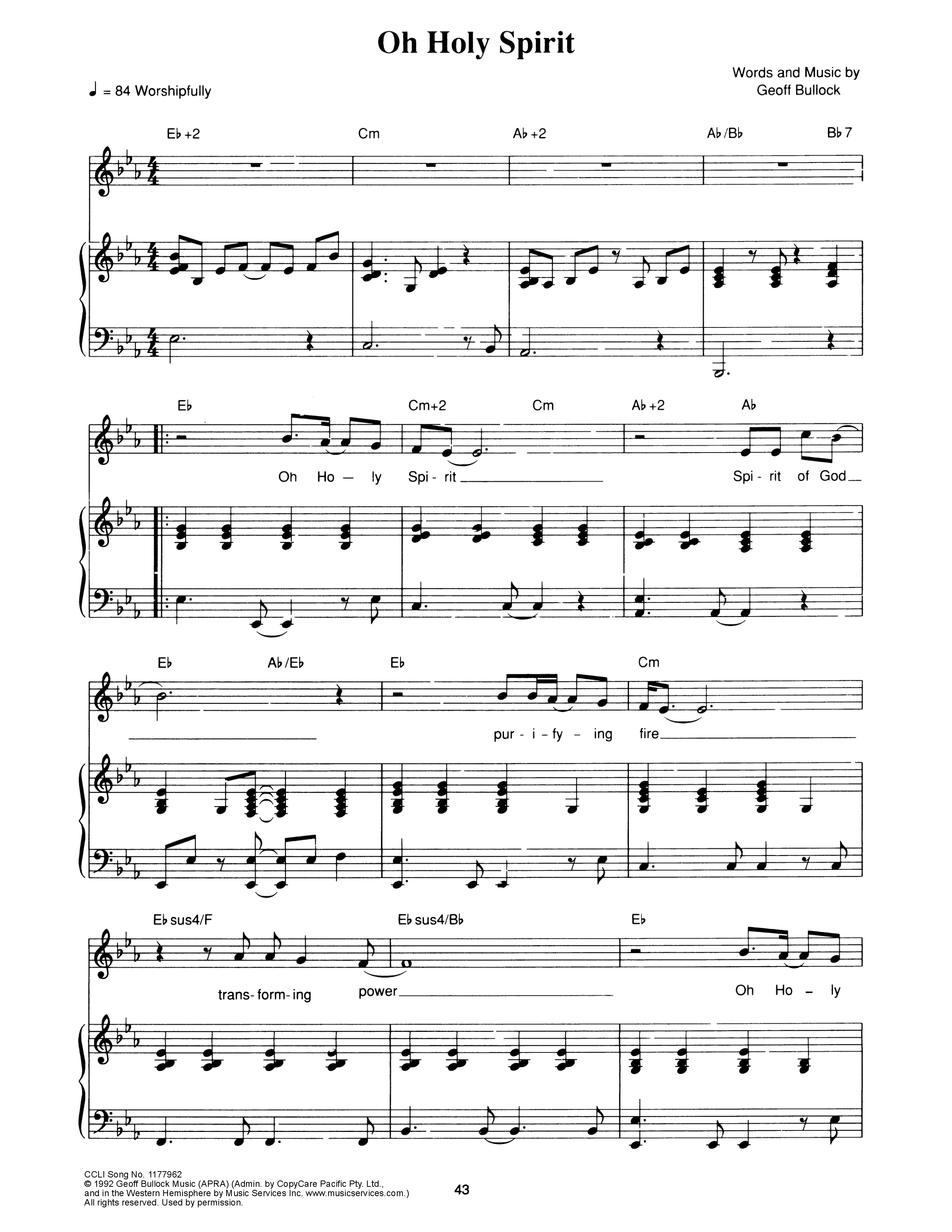 O Holy Spirit Piano/Melody (Hillsong Worship)