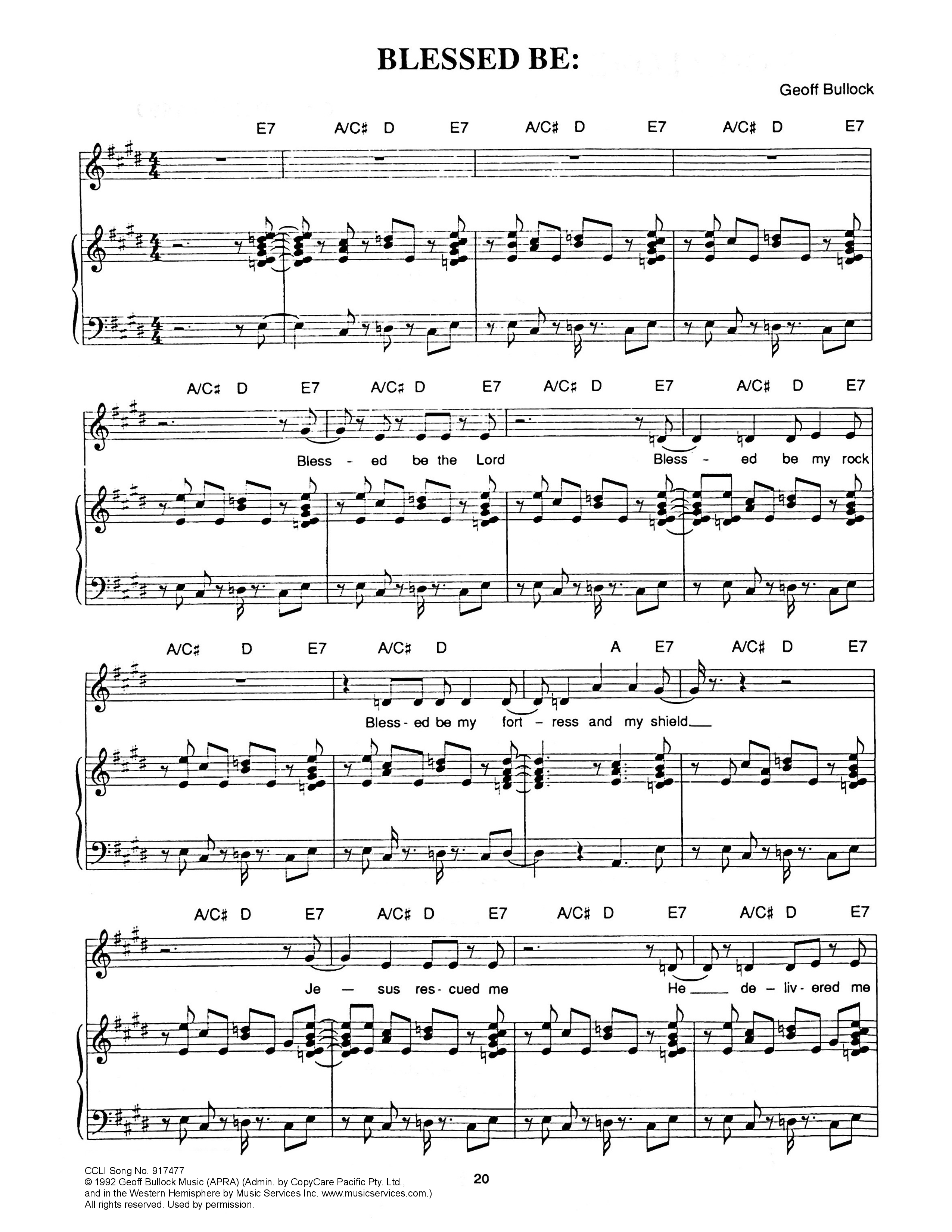 Blessed Be Piano/Melody (Hillsong Worship)