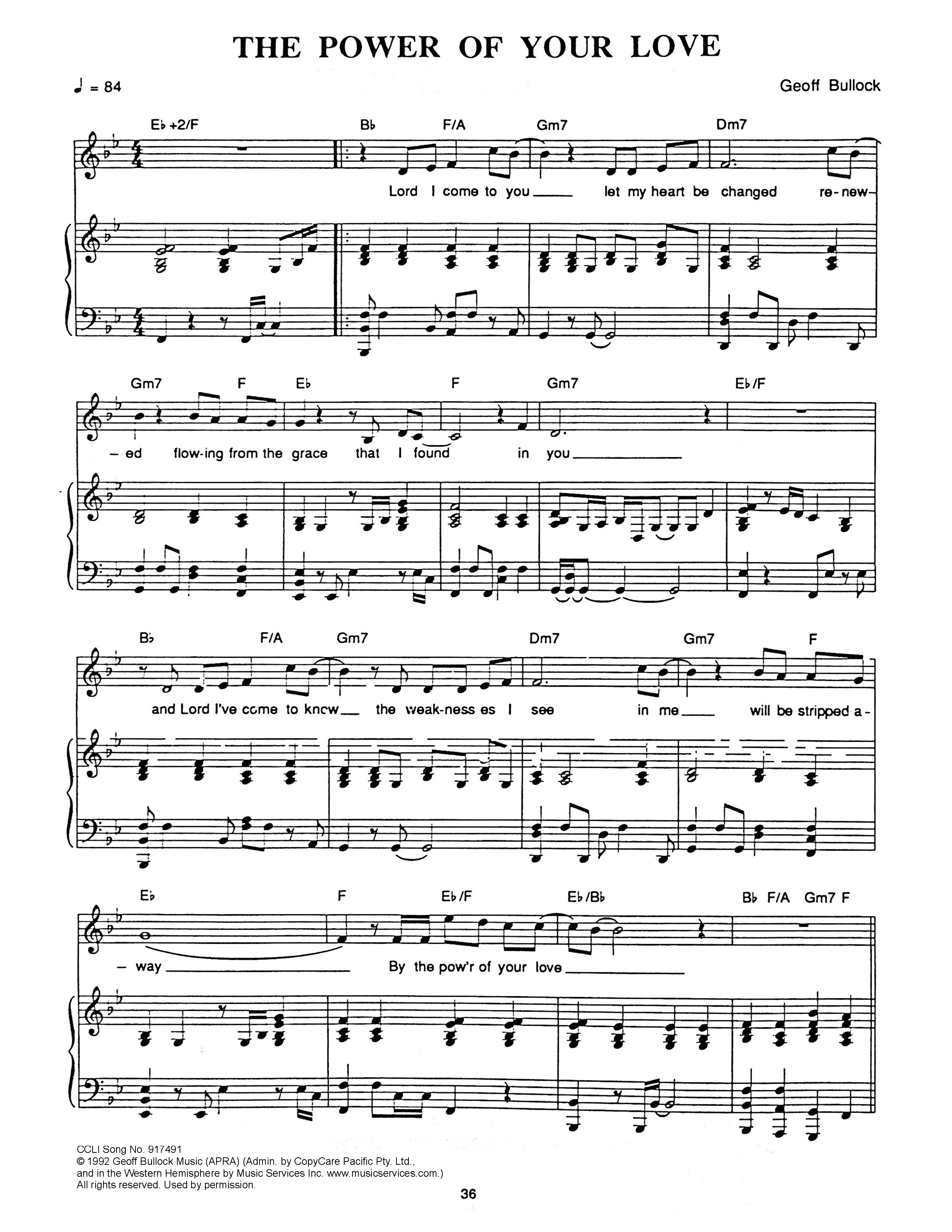 The Power Of Your Love Piano/Melody (Hillsong Worship)