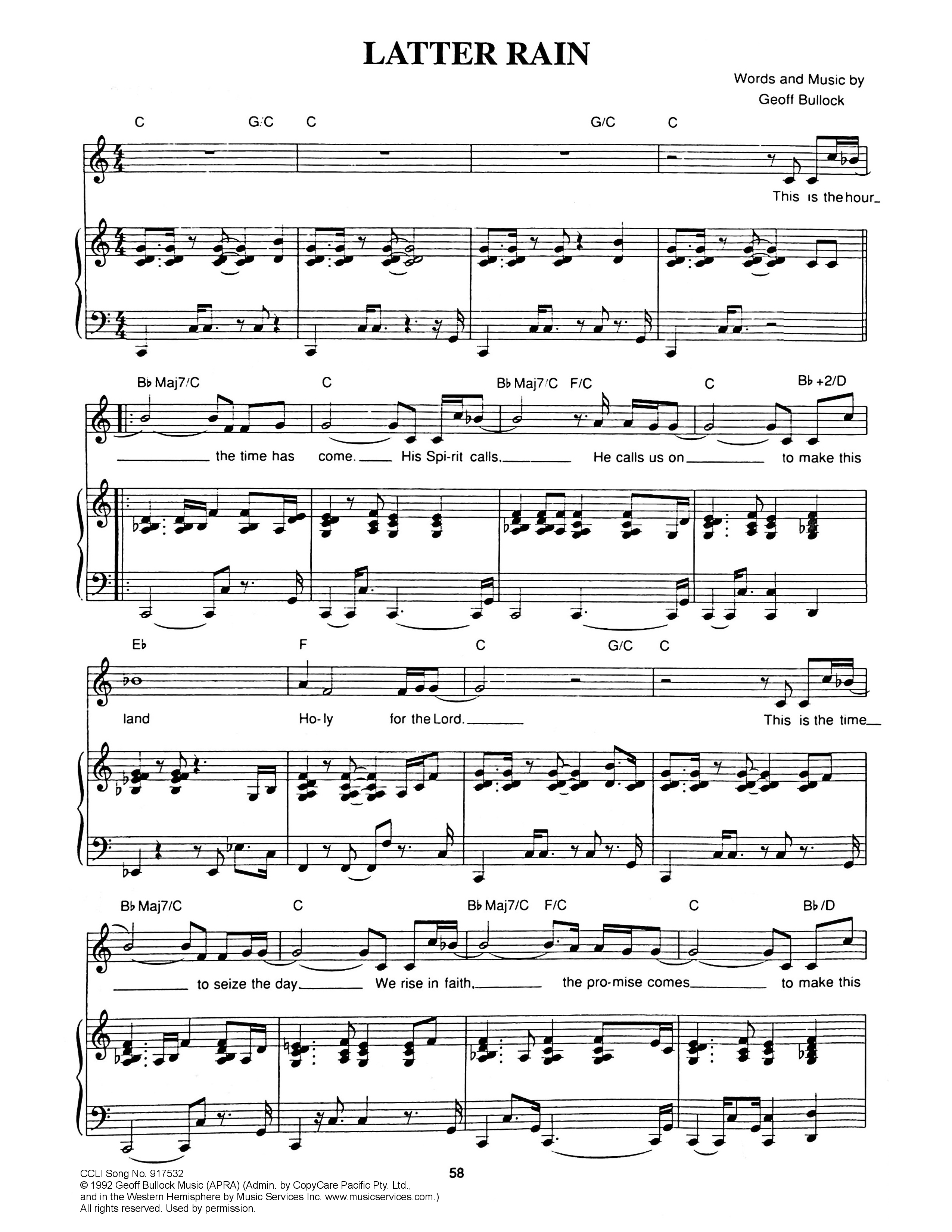 Latter Rain Piano/Melody (Hillsong Worship)