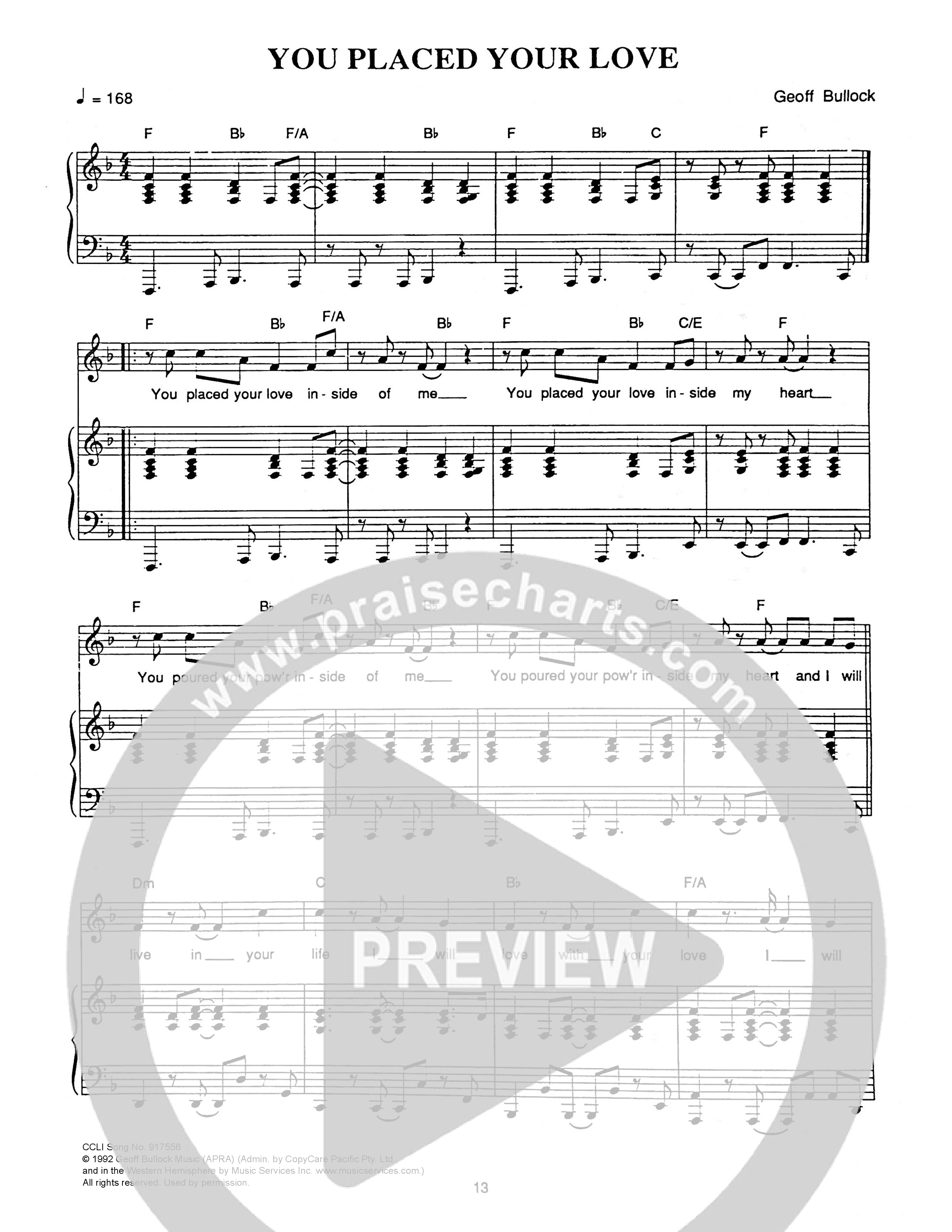 You Placed Your Love Piano/Melody (Hillsong Worship)