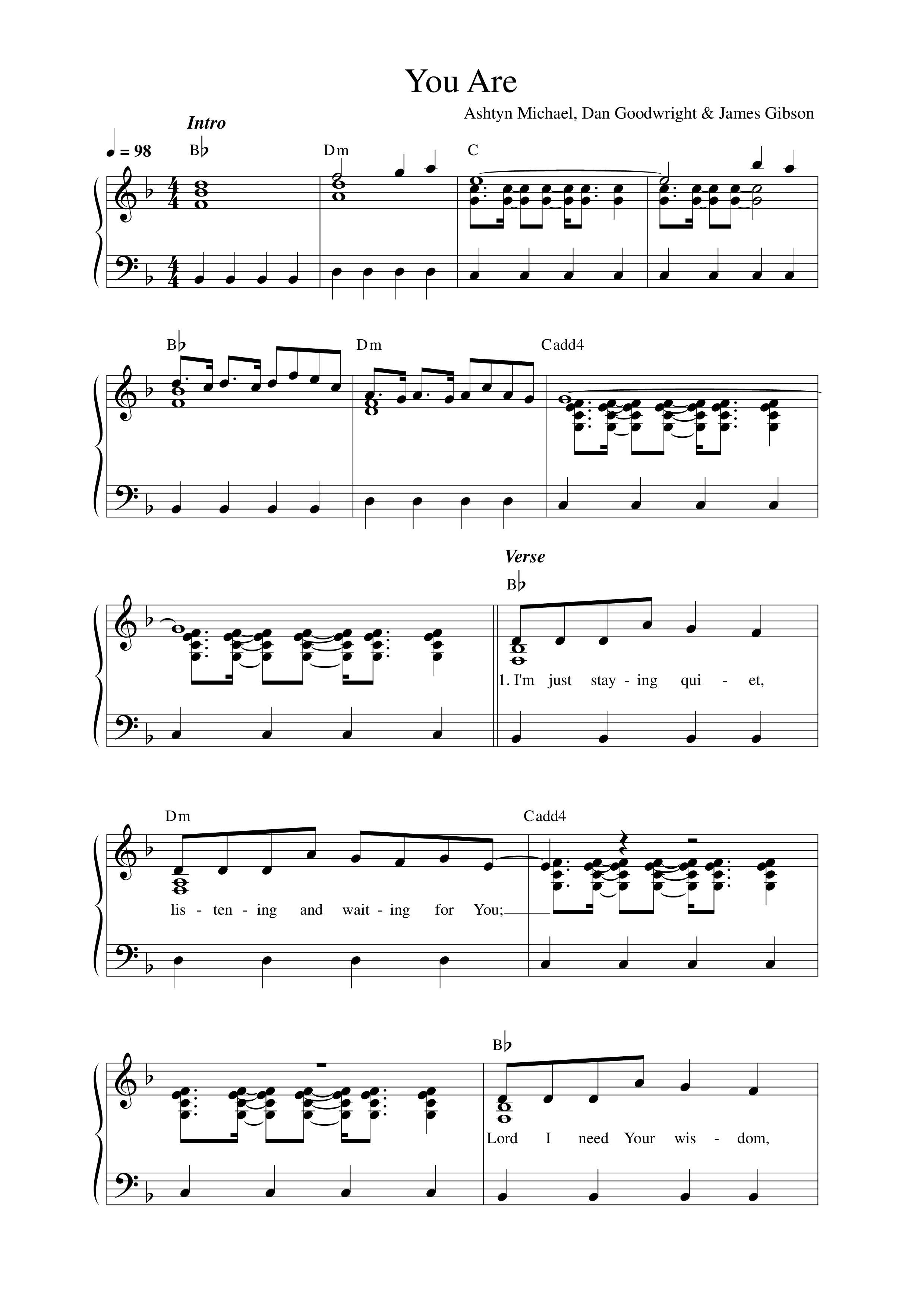 You Are Lead Sheet Melody (Songs From The Soil / Ashtyn Michael)