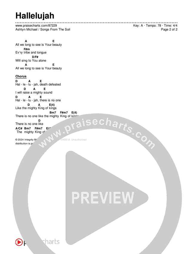 Hallelujah Chord Chart (Songs From The Soil / Ashtyn Michael)