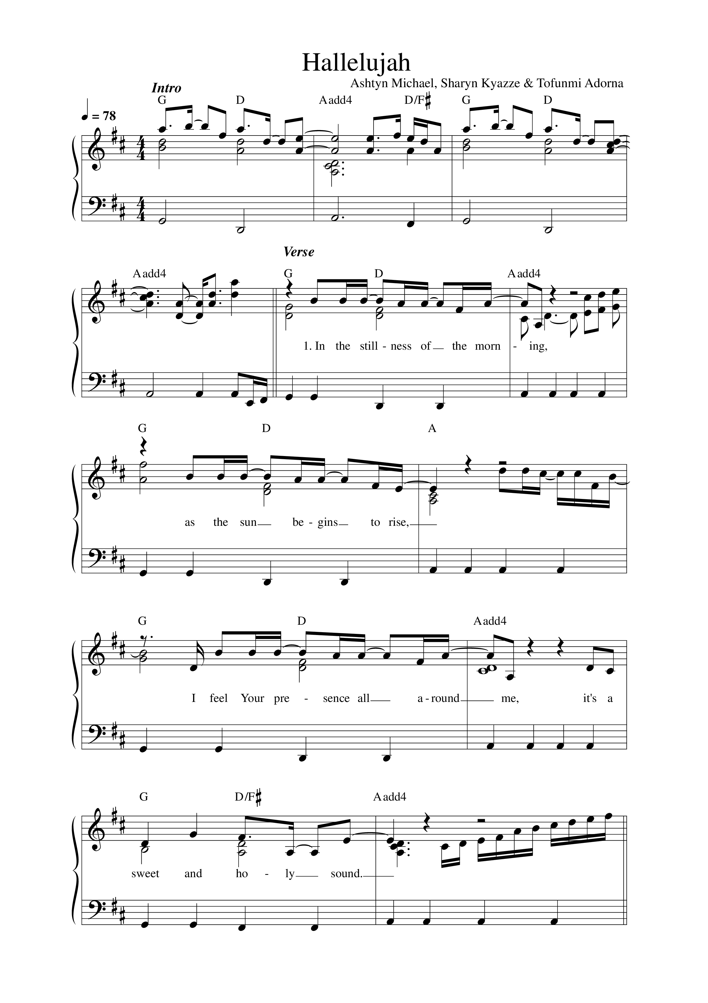 Hallelujah Lead Sheet Melody (Songs From The Soil / Ashtyn Michael)