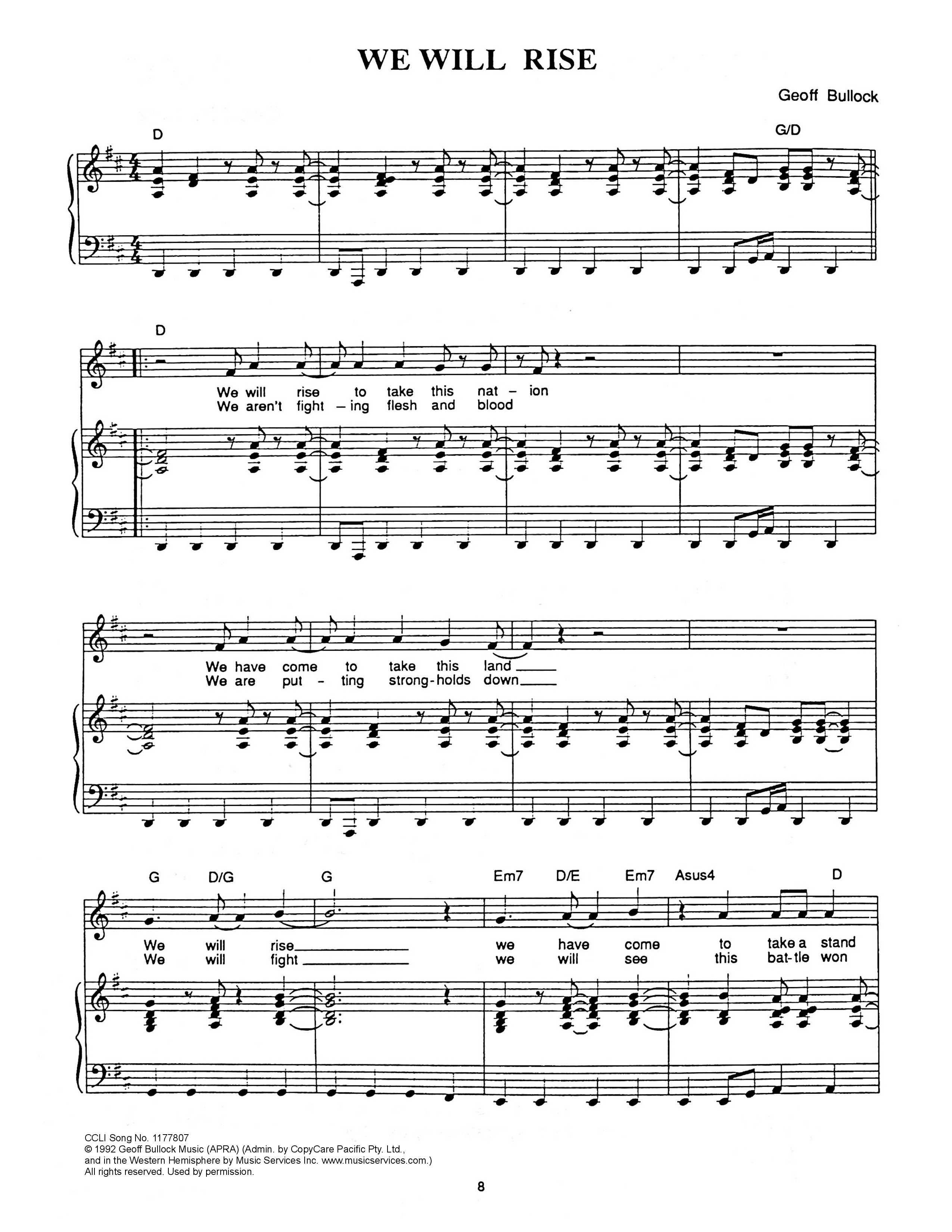 We Will Rise Piano/Melody (Hillsong Worship)