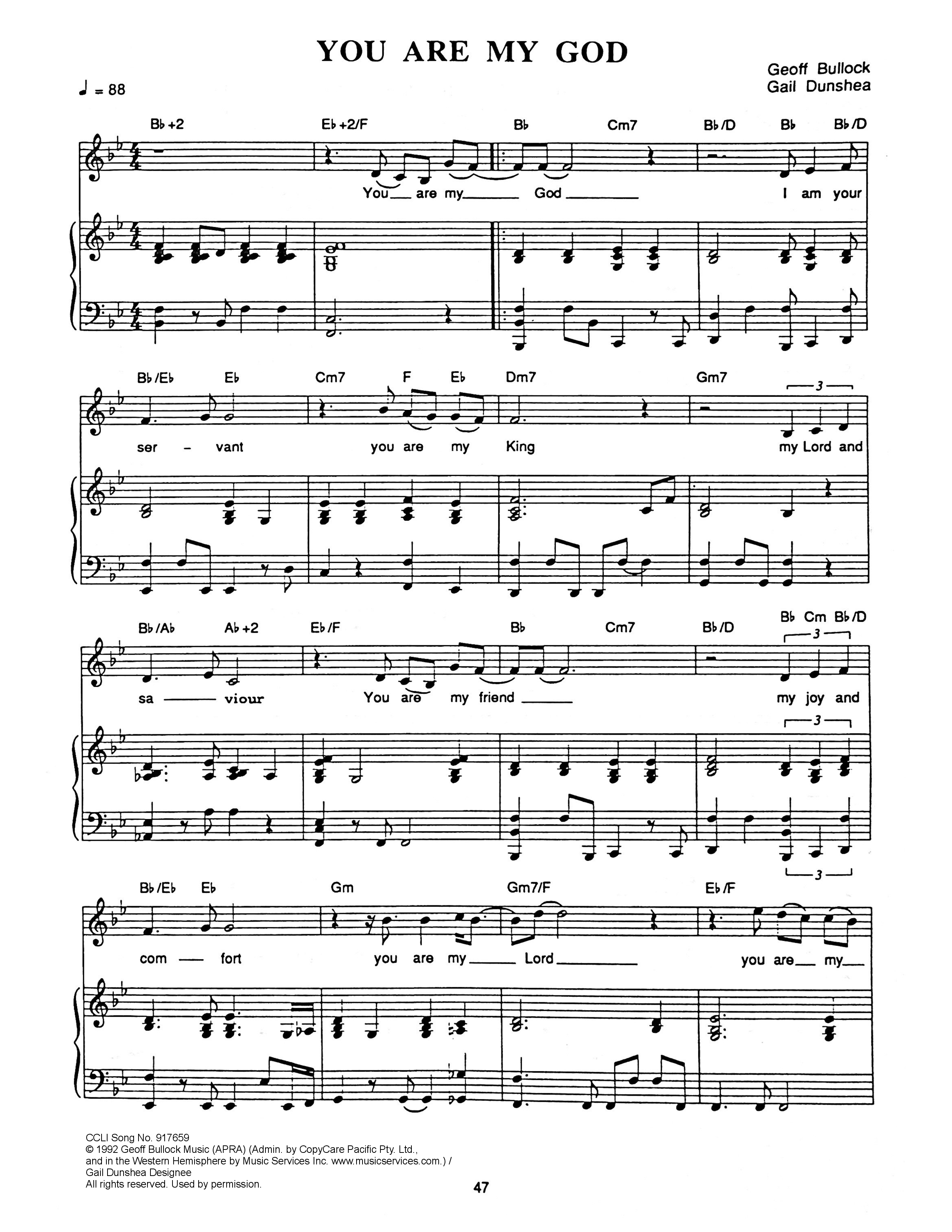 You Are My God Piano/Melody (Hillsong Worship)