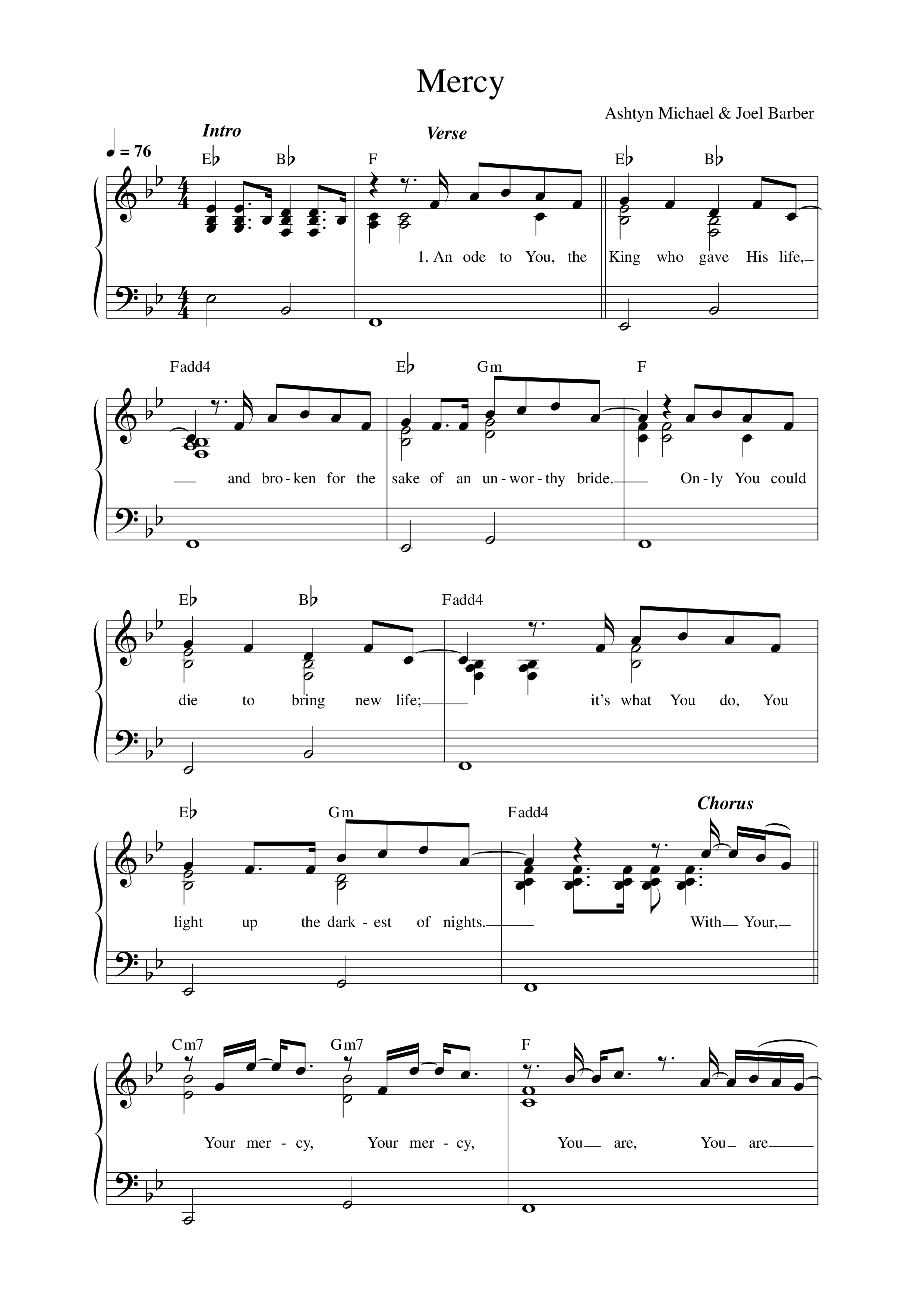 Mercy Lead Sheet Melody (Songs From The Soil / Ashtyn Michael)