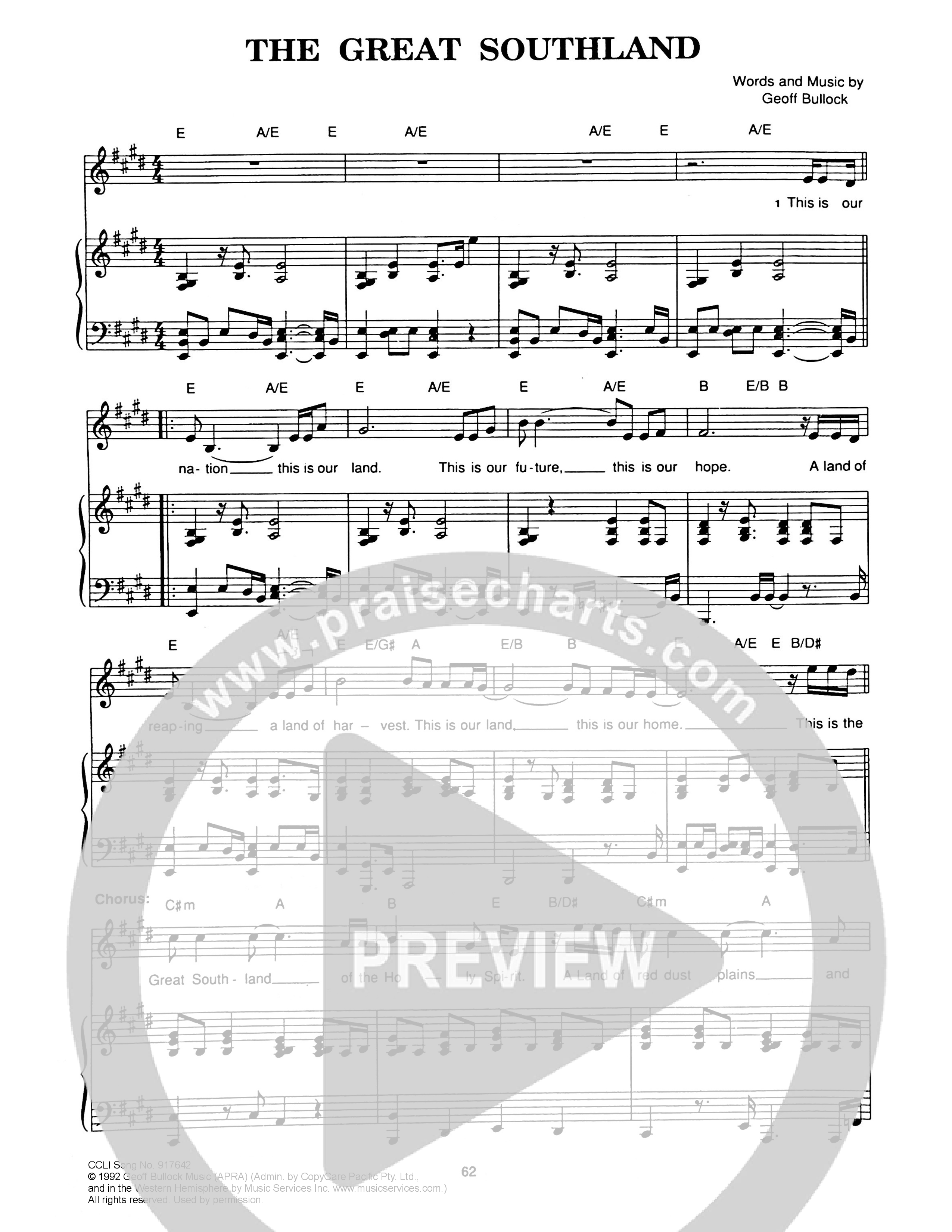 The Great Southland Piano/Melody (Hillsong Worship)