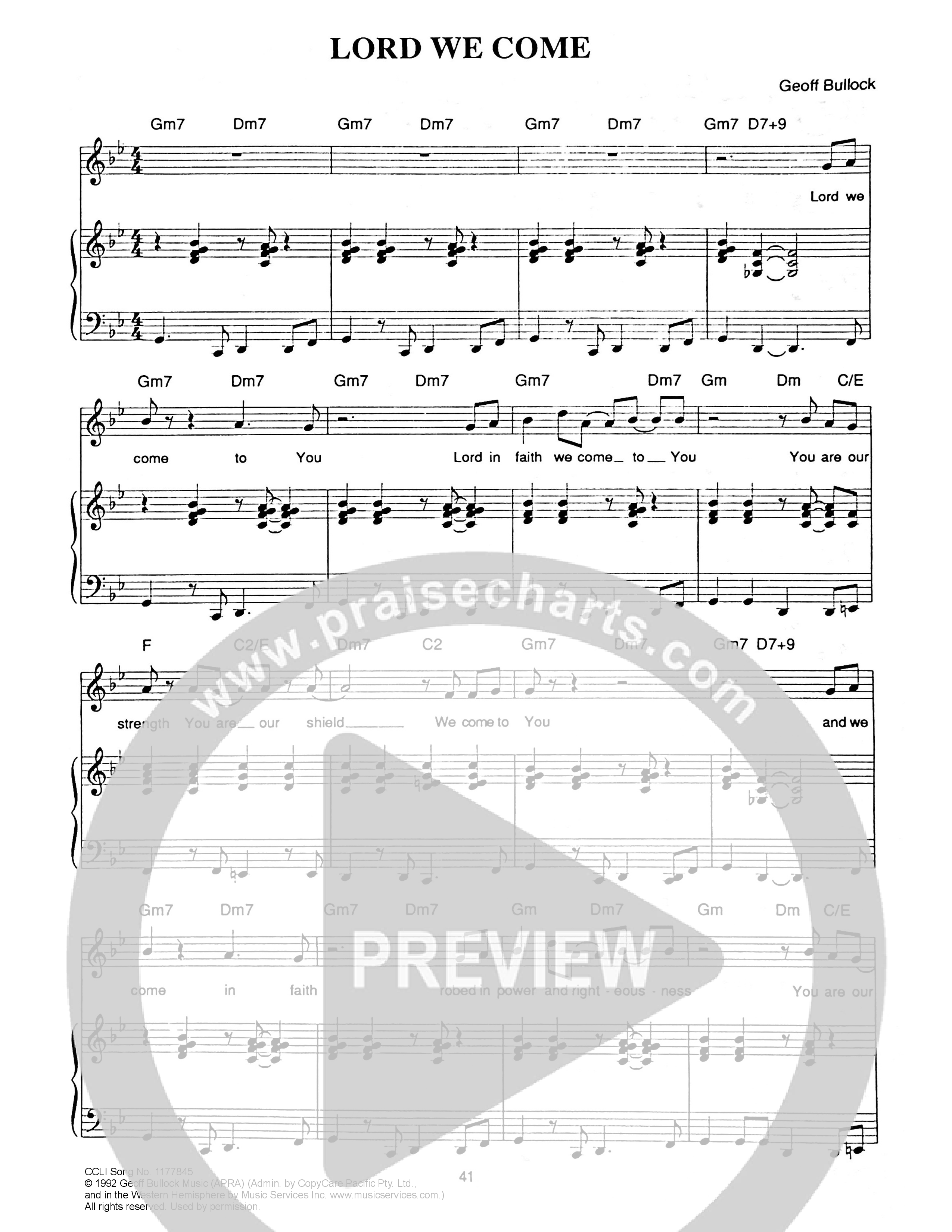 Lord We Come Piano/Melody (Hillsong Worship)