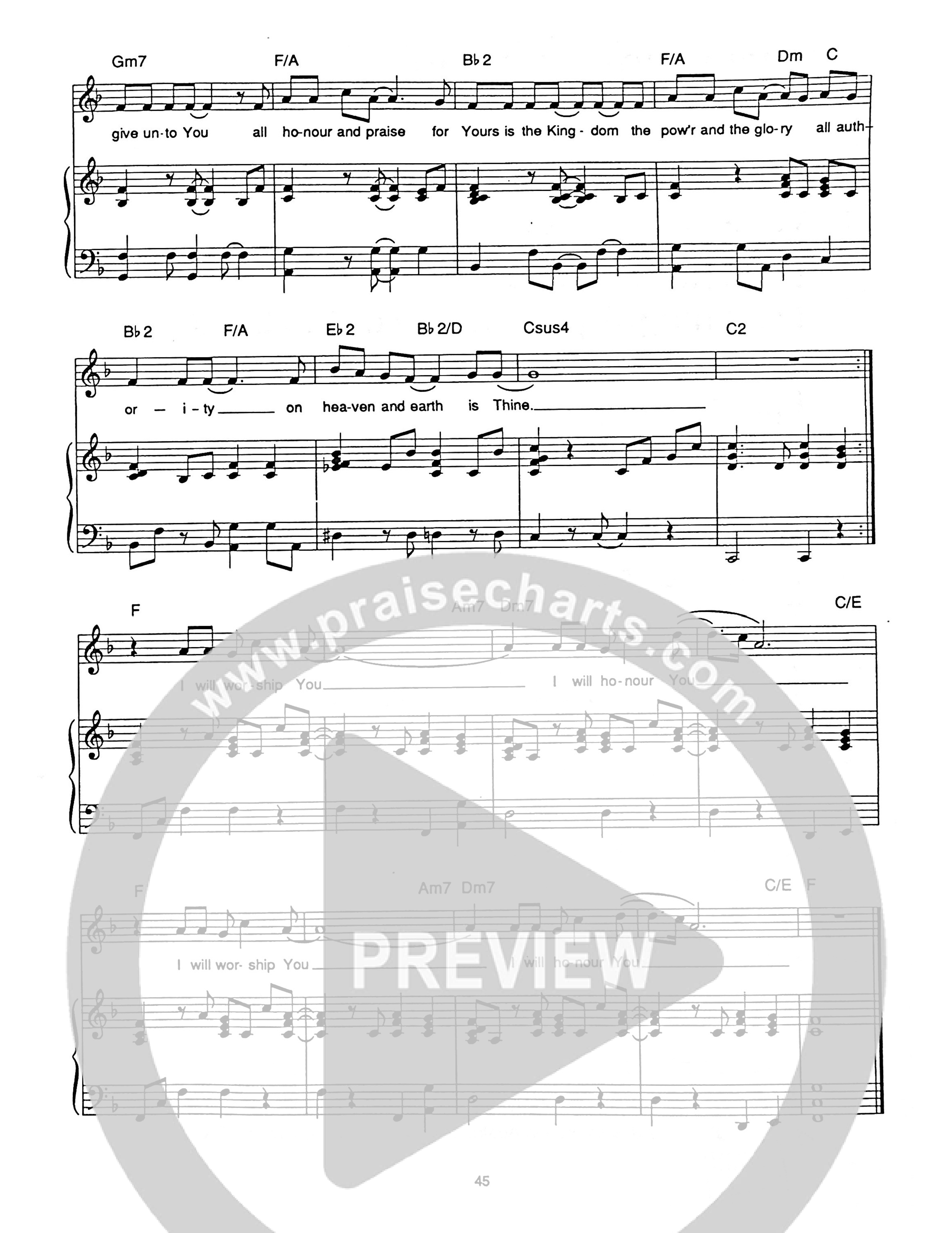 I Will Worship You Piano/Melody (Hillsong Worship)