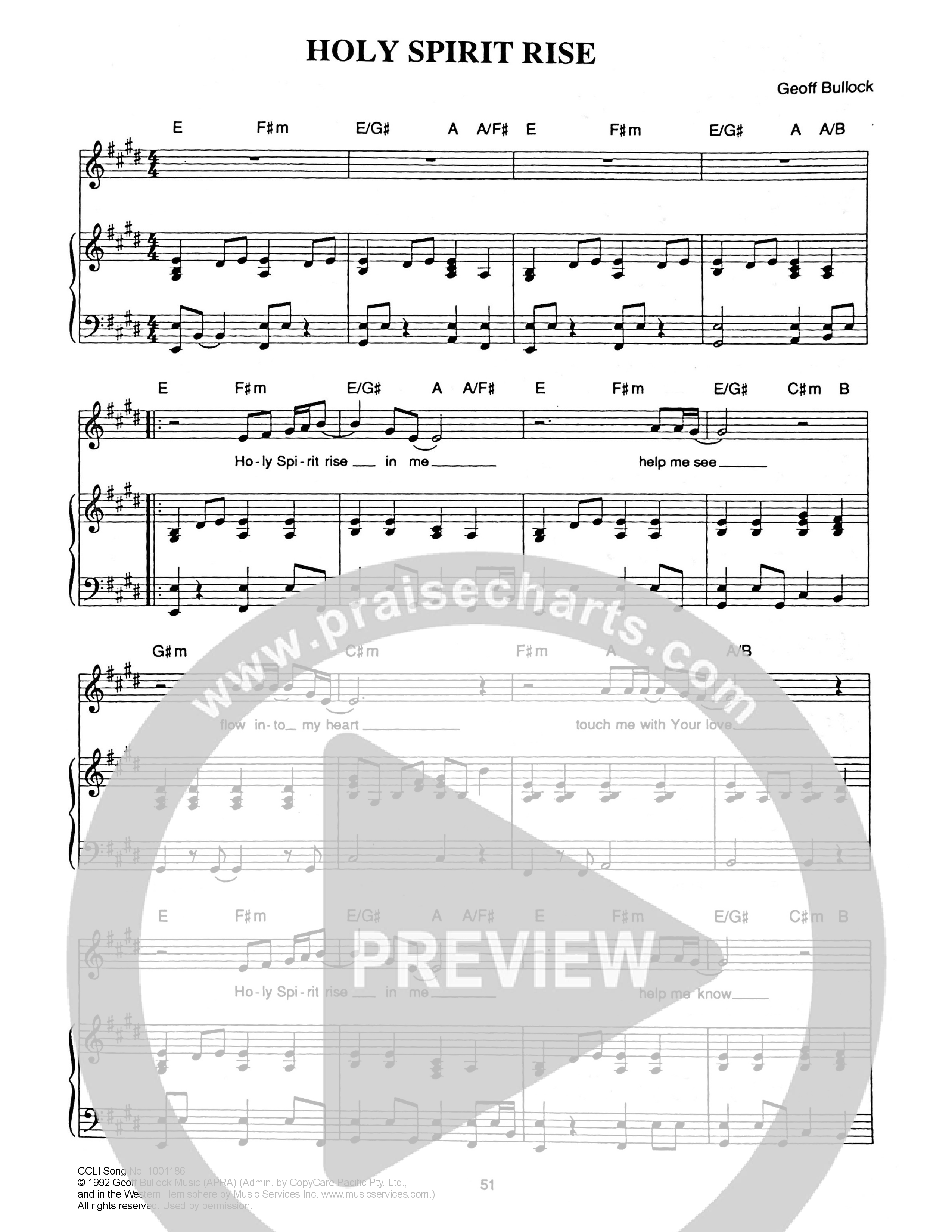 Holy Spirit Rise In Me Piano/Melody (Hillsong Worship)