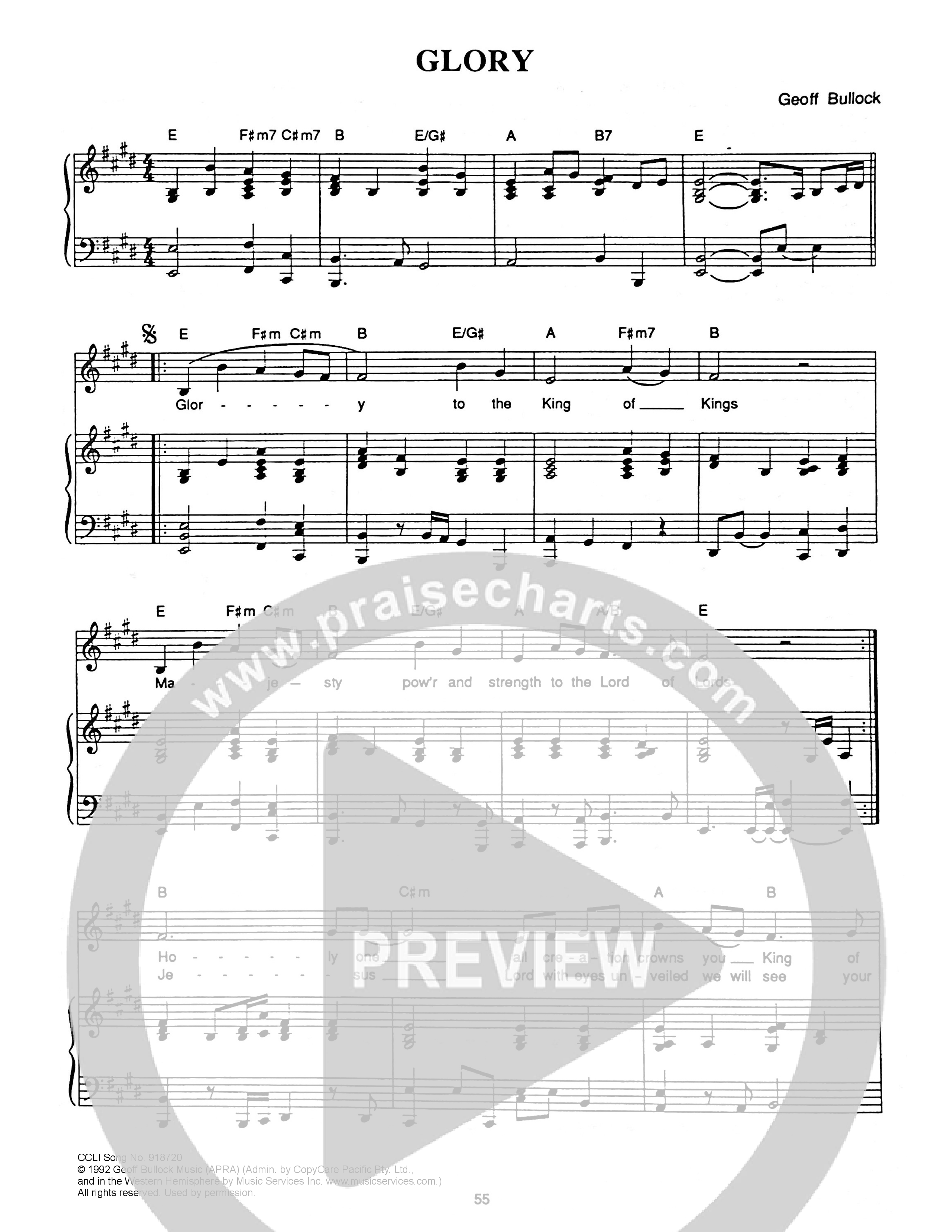 Glory Piano/Melody (Hillsong Worship)