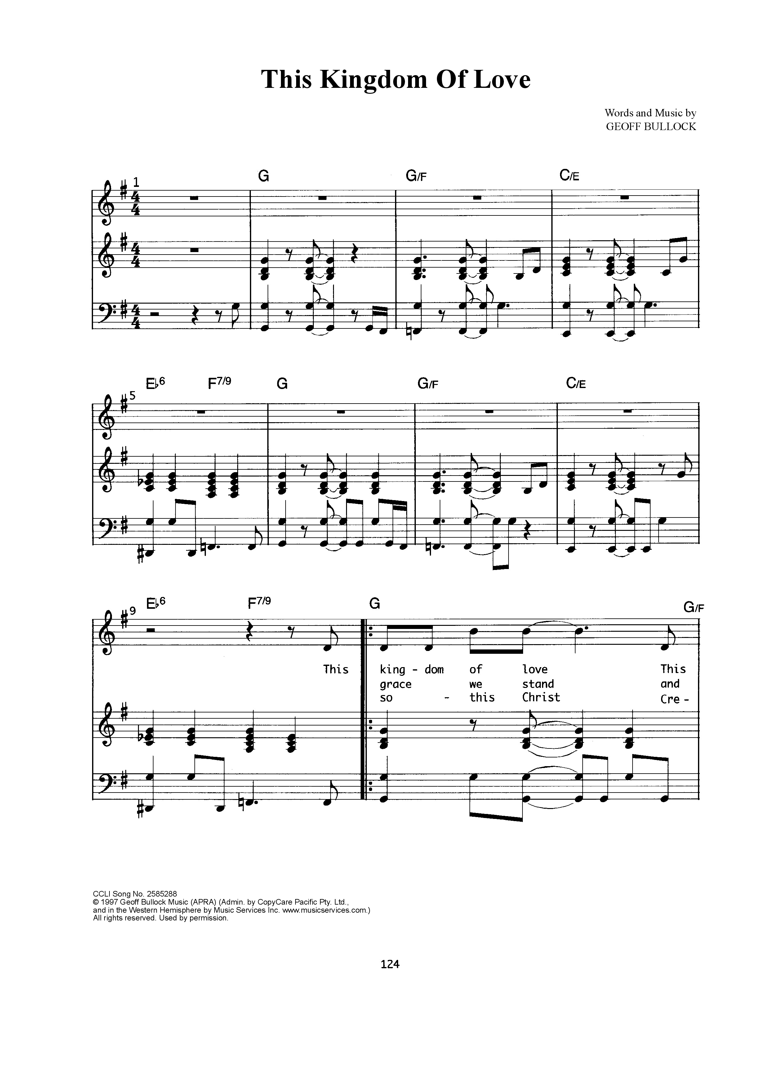 This Kingdom Of Love Piano/Melody (Geoff Bullock)