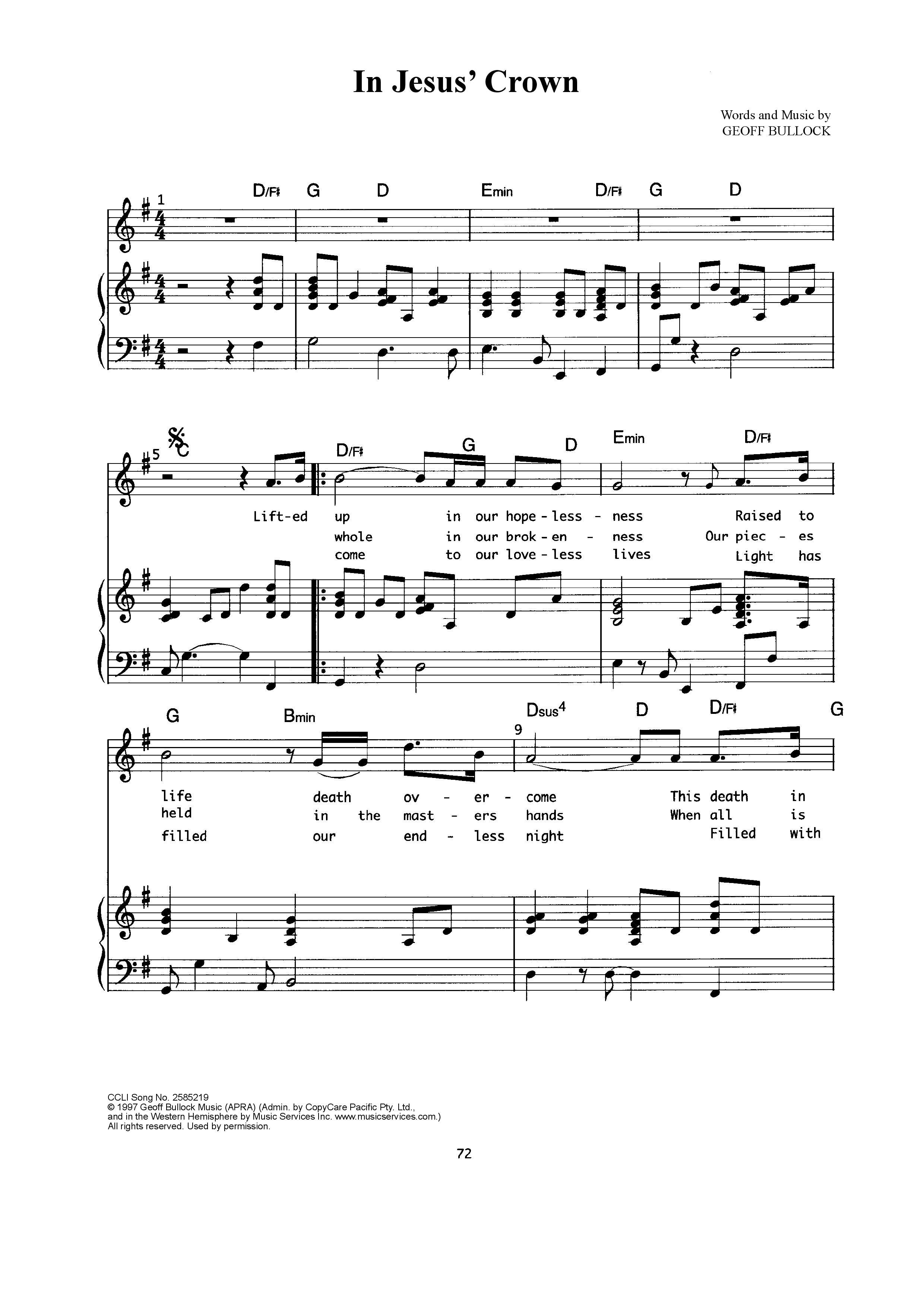 In Jesus' Crown Piano/Melody (Geoff Bullock)