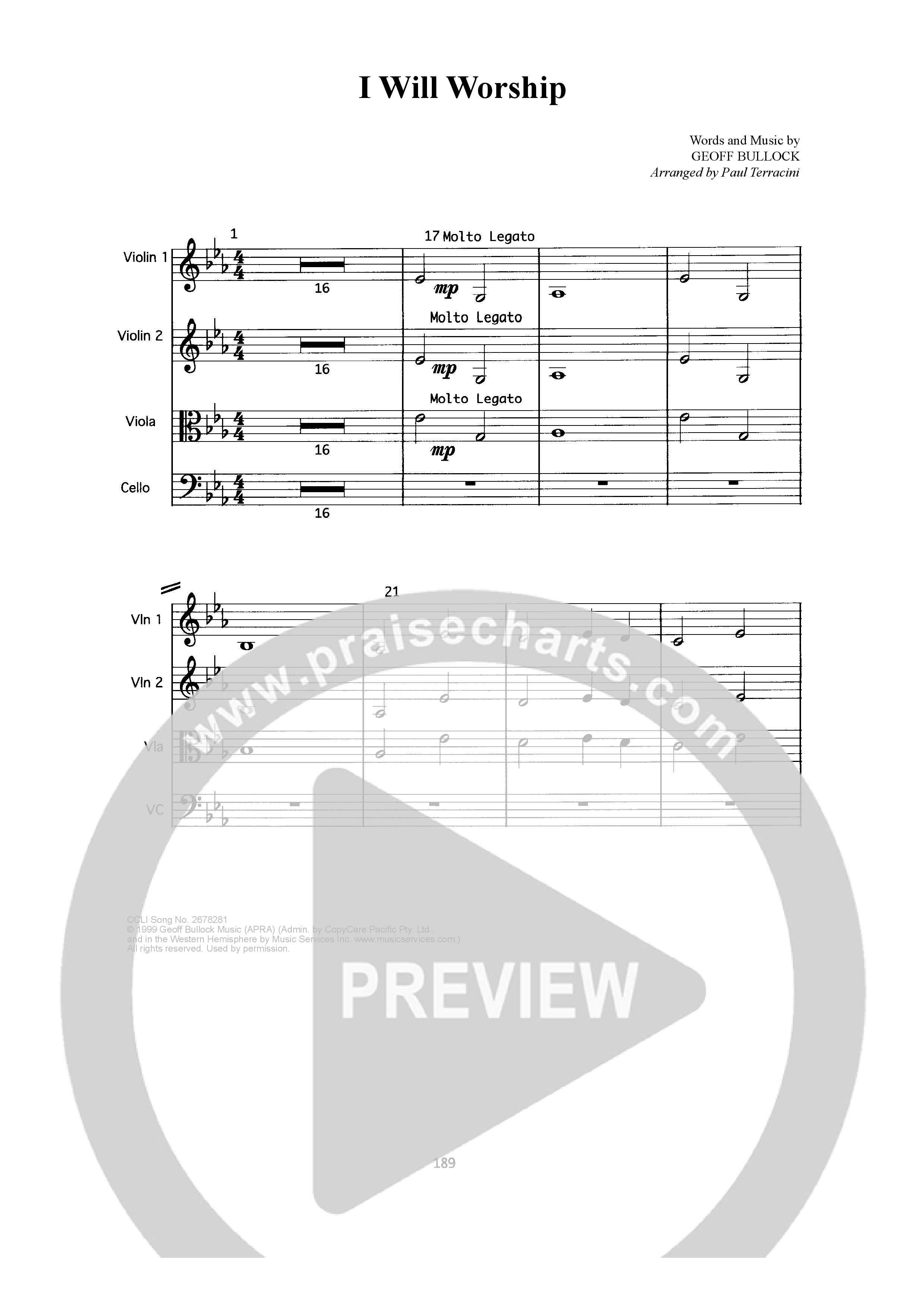 I Will Worship String Pack (Geoff Bullock)