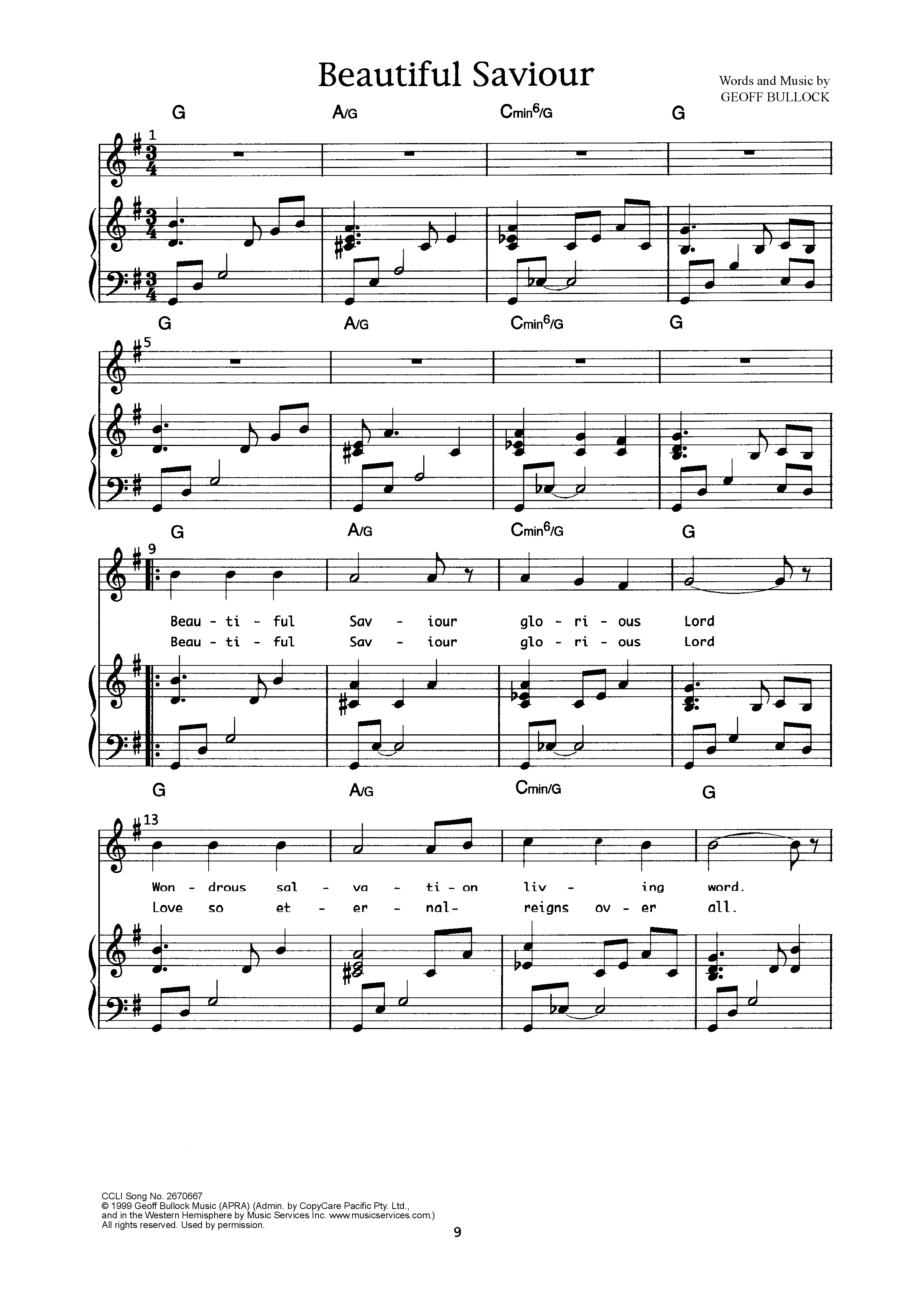 Beautiful Savior Piano/Melody (Geoff Bullock)