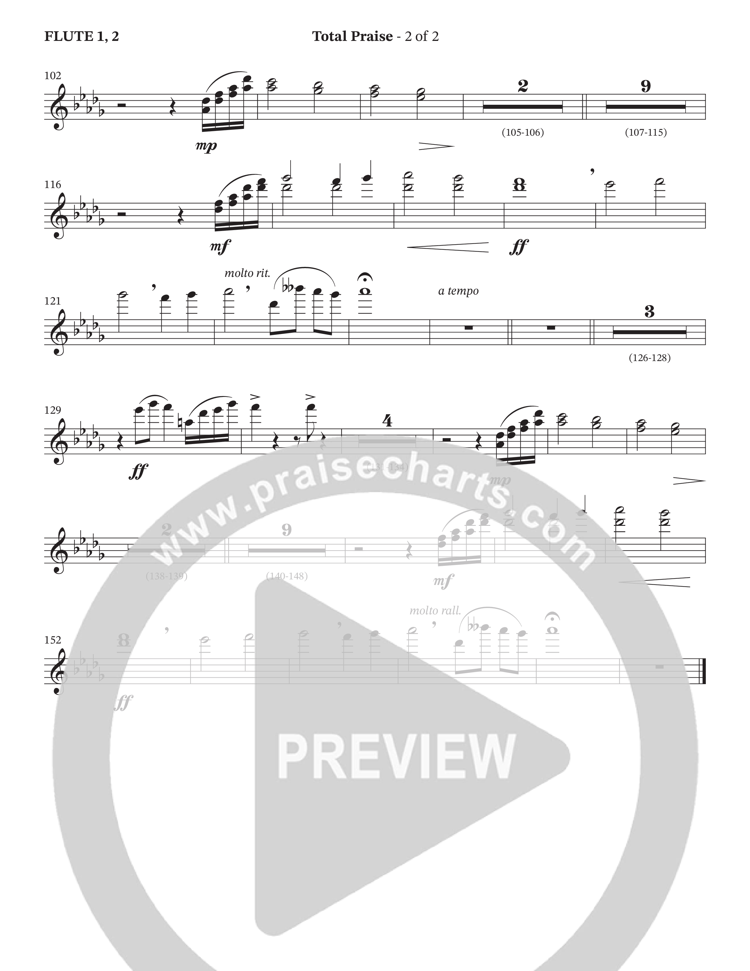 Total Praise (Choral Anthem SATB) Flute 1/2 (The Brooklyn Tabernacle Choir / Arr. Carol Cymbala / Orch. Lari Goss)