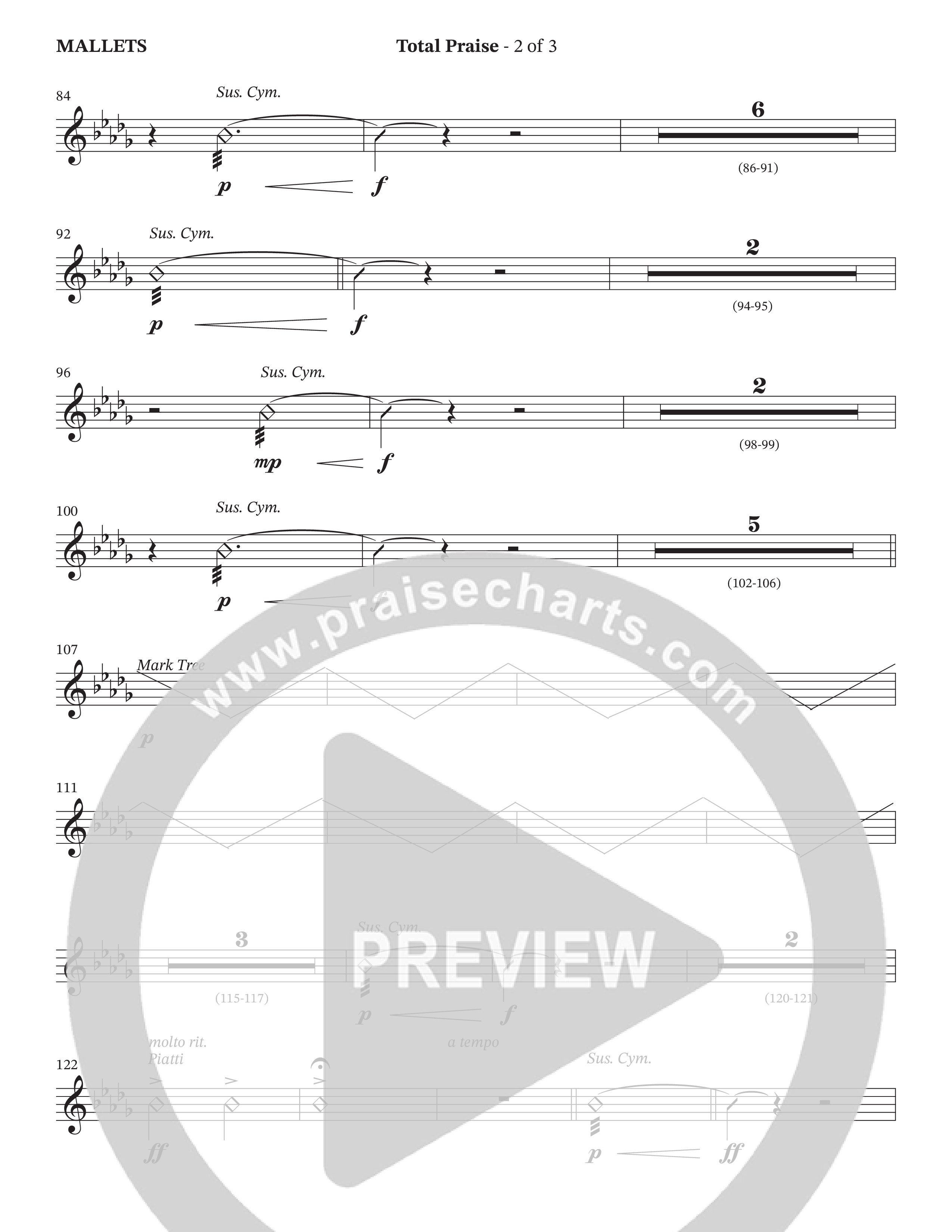 Total Praise (Choral Anthem SATB) Mallets (The Brooklyn Tabernacle Choir / Arr. Carol Cymbala / Orch. Lari Goss)