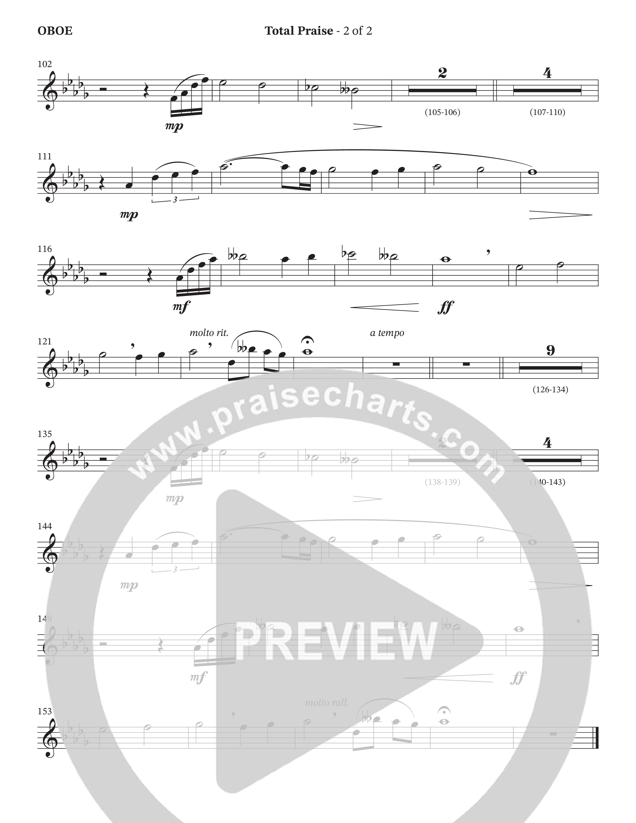 Total Praise (Choral Anthem SATB) Oboe (The Brooklyn Tabernacle Choir / Arr. Carol Cymbala / Orch. Lari Goss)
