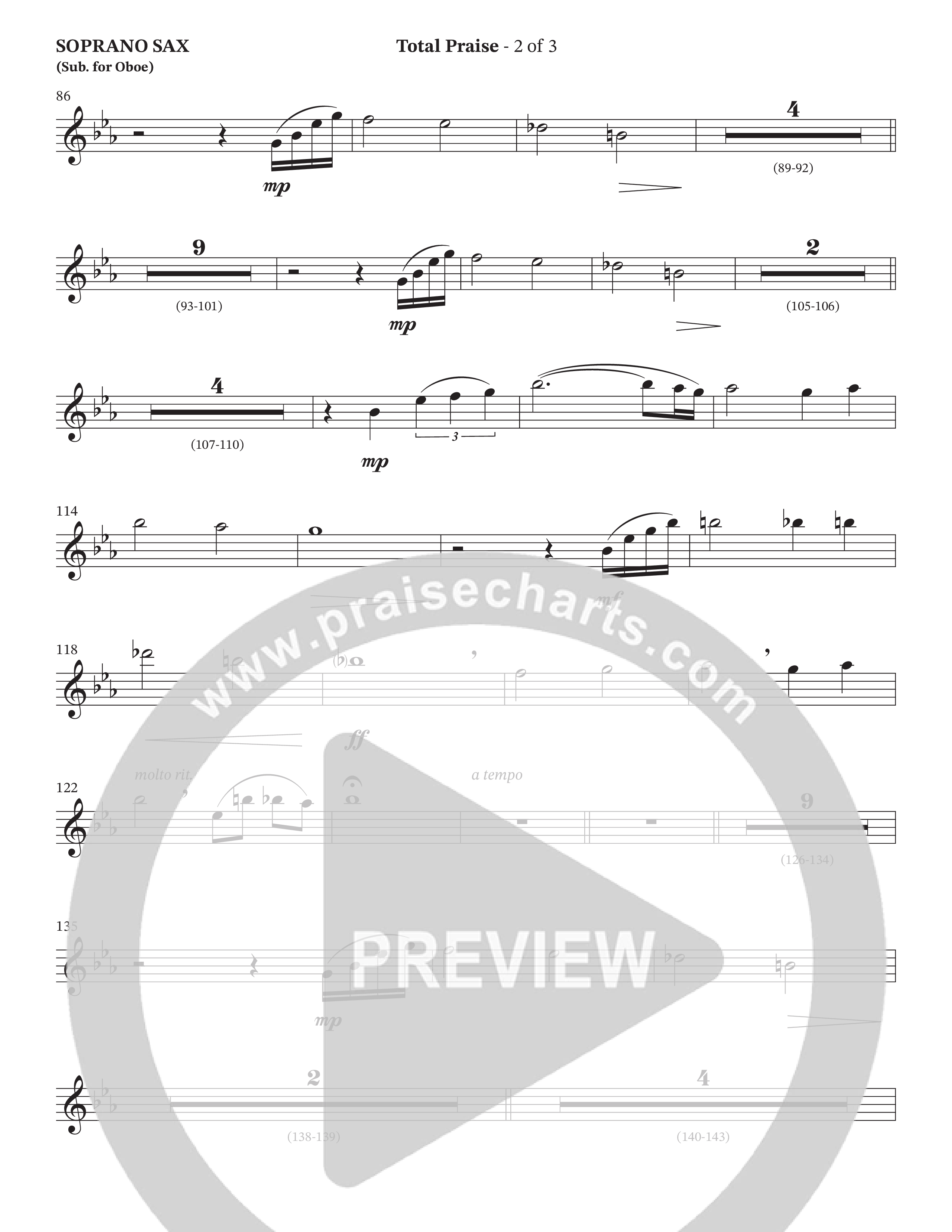 Total Praise (Choral Anthem SATB) Soprano Sax (The Brooklyn Tabernacle Choir / Arr. Carol Cymbala / Orch. Lari Goss)