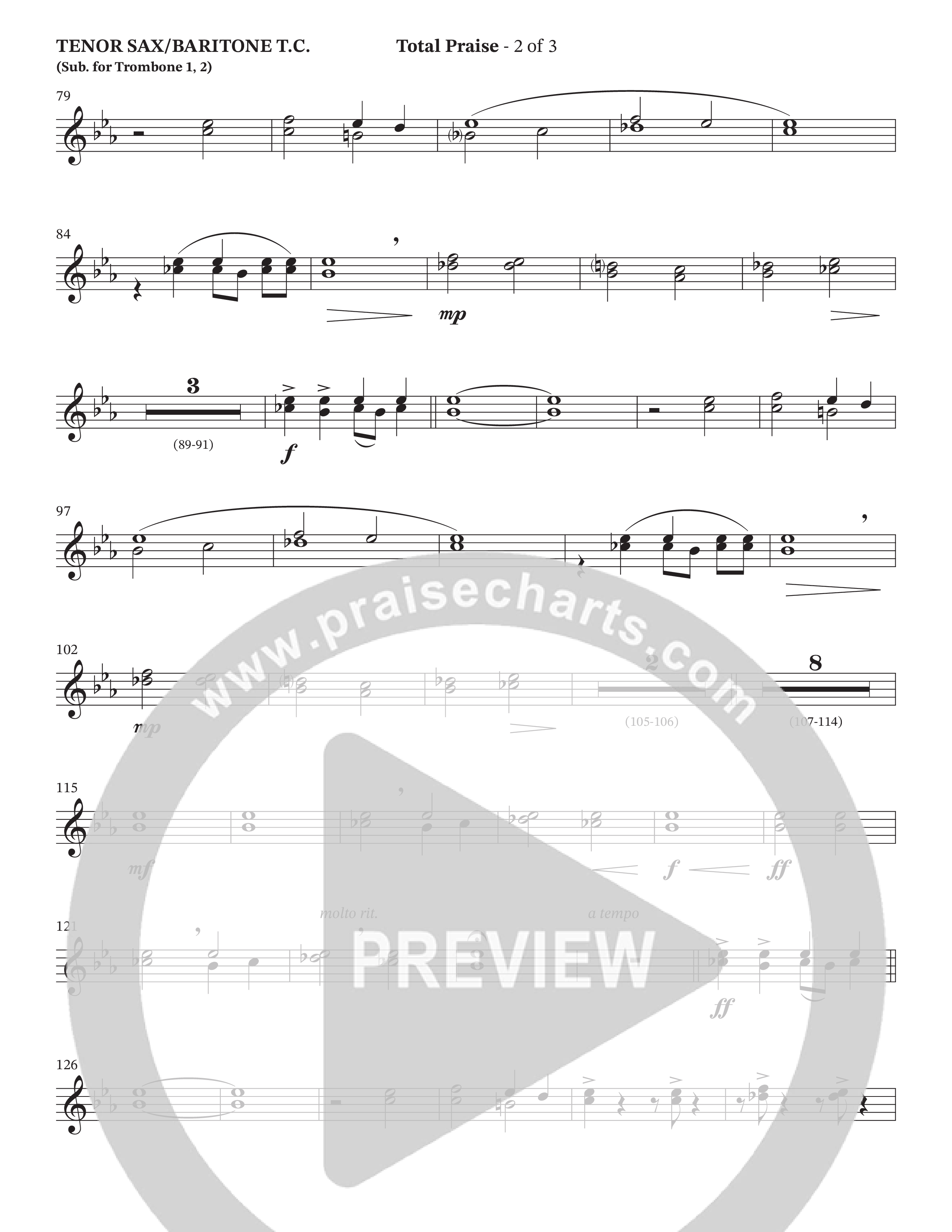 Total Praise (Choral Anthem SATB) Tenor Sax/Baritone T.C. (The Brooklyn Tabernacle Choir / Arr. Carol Cymbala / Orch. Lari Goss)