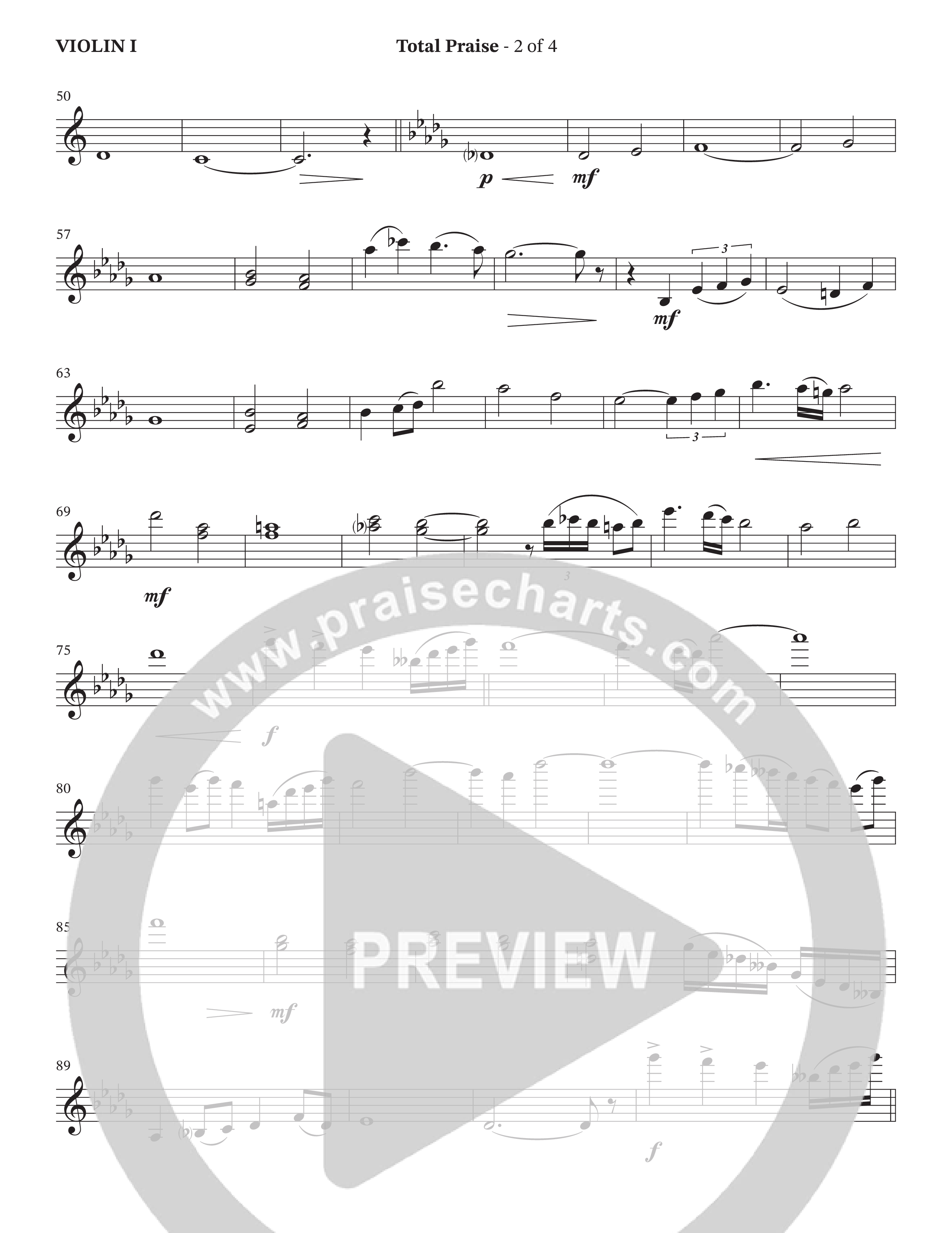 Total Praise (Choral Anthem SATB) Violin 1 (The Brooklyn Tabernacle Choir / Arr. Carol Cymbala / Orch. Lari Goss)