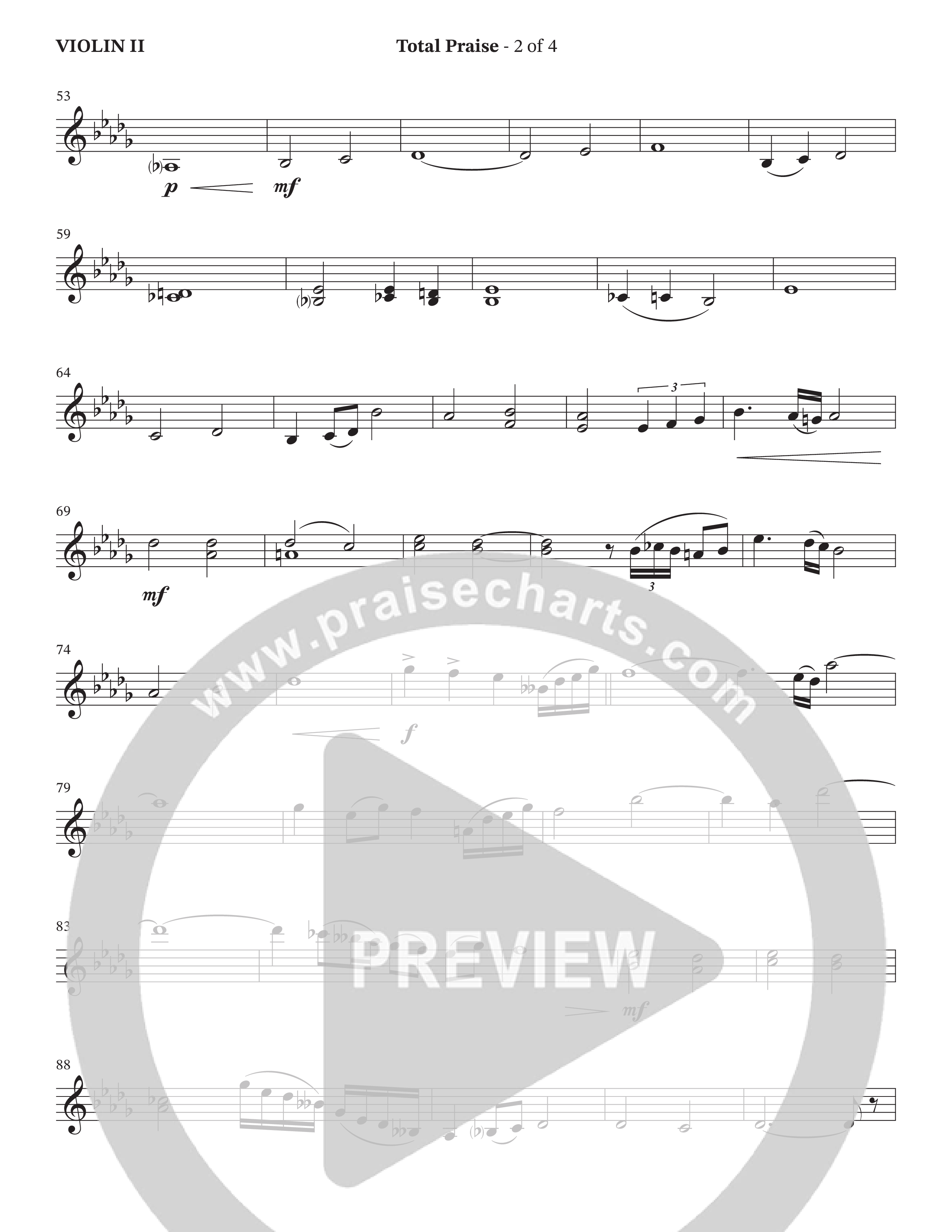 Total Praise (Choral Anthem SATB) Violin 2 (The Brooklyn Tabernacle Choir / Arr. Carol Cymbala / Orch. Lari Goss)