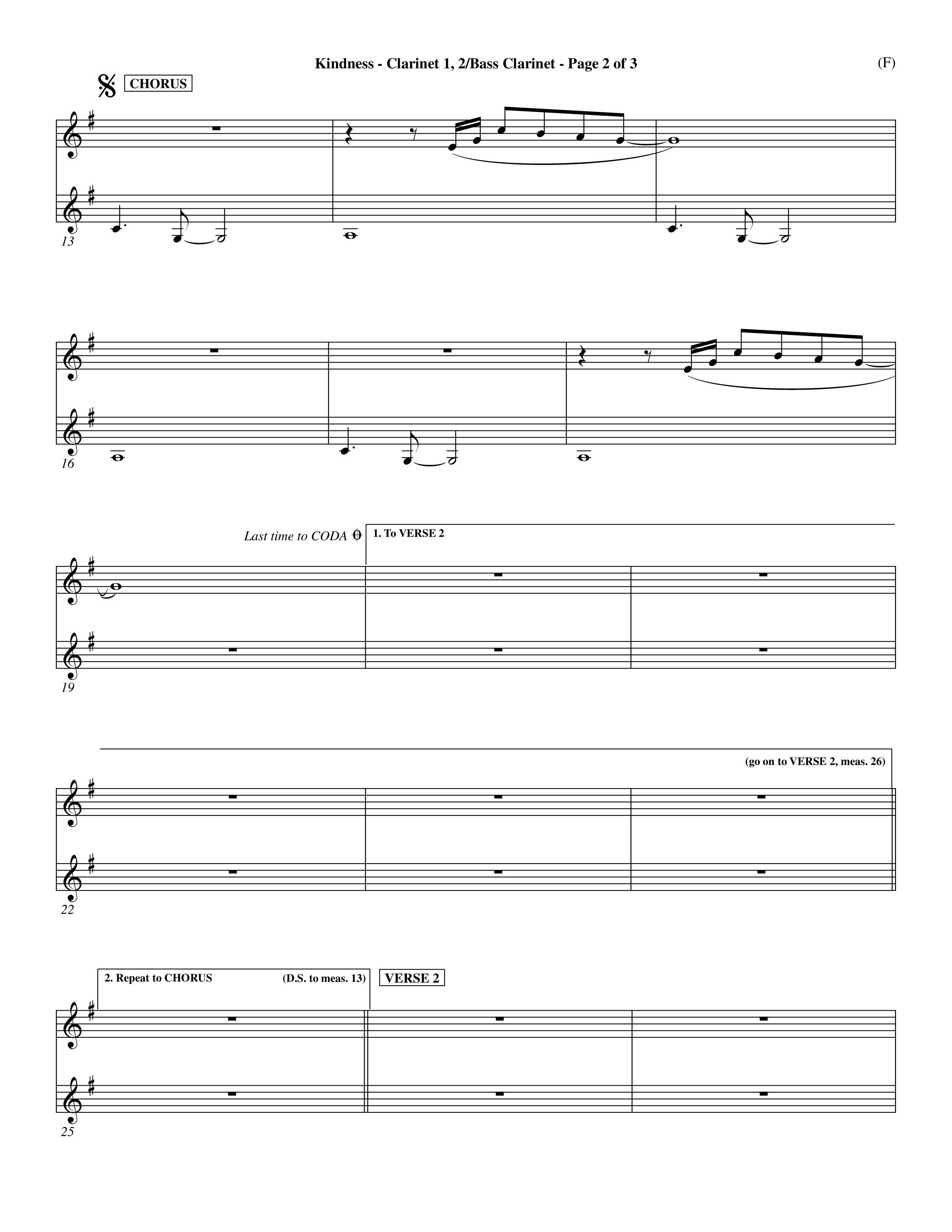 Kindness (Choral Anthem SATB) Clarinet 1/2, Bass Clarinet (Word Music Choral / Arr. Dave Williamson)