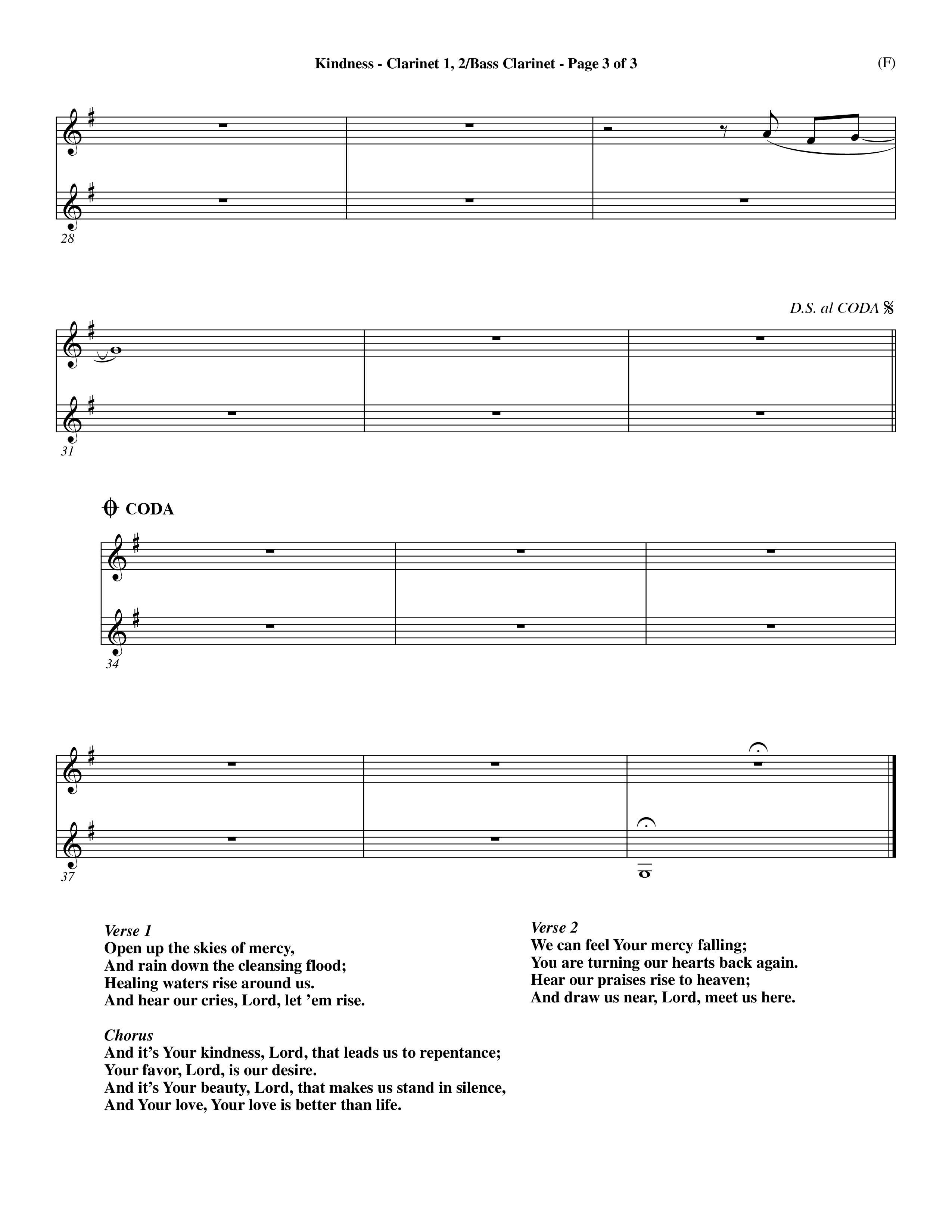 Kindness (Choral Anthem SATB) Clarinet 1/2, Bass Clarinet (Word Music Choral / Arr. Dave Williamson)